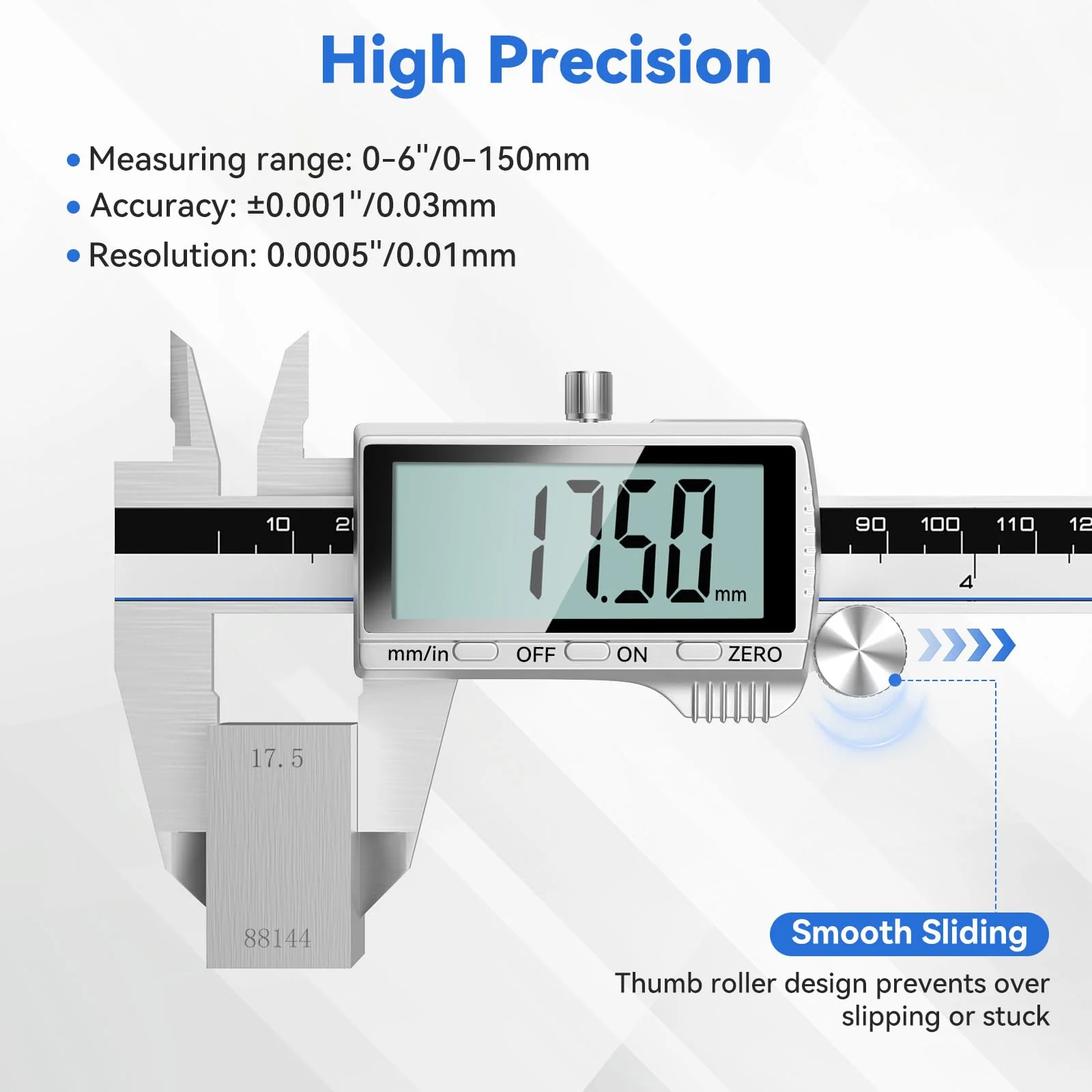 Housolution Digital Caliper, 12Inch Caliper Measuring Tool with Large LCD Screen, Inch/MM Switch, 4 Measuring Ways, Stainless Steel Micrometer Vernier Caliper with Splashproof Screen for Woodworkers 12inch/300mm - Image 4
