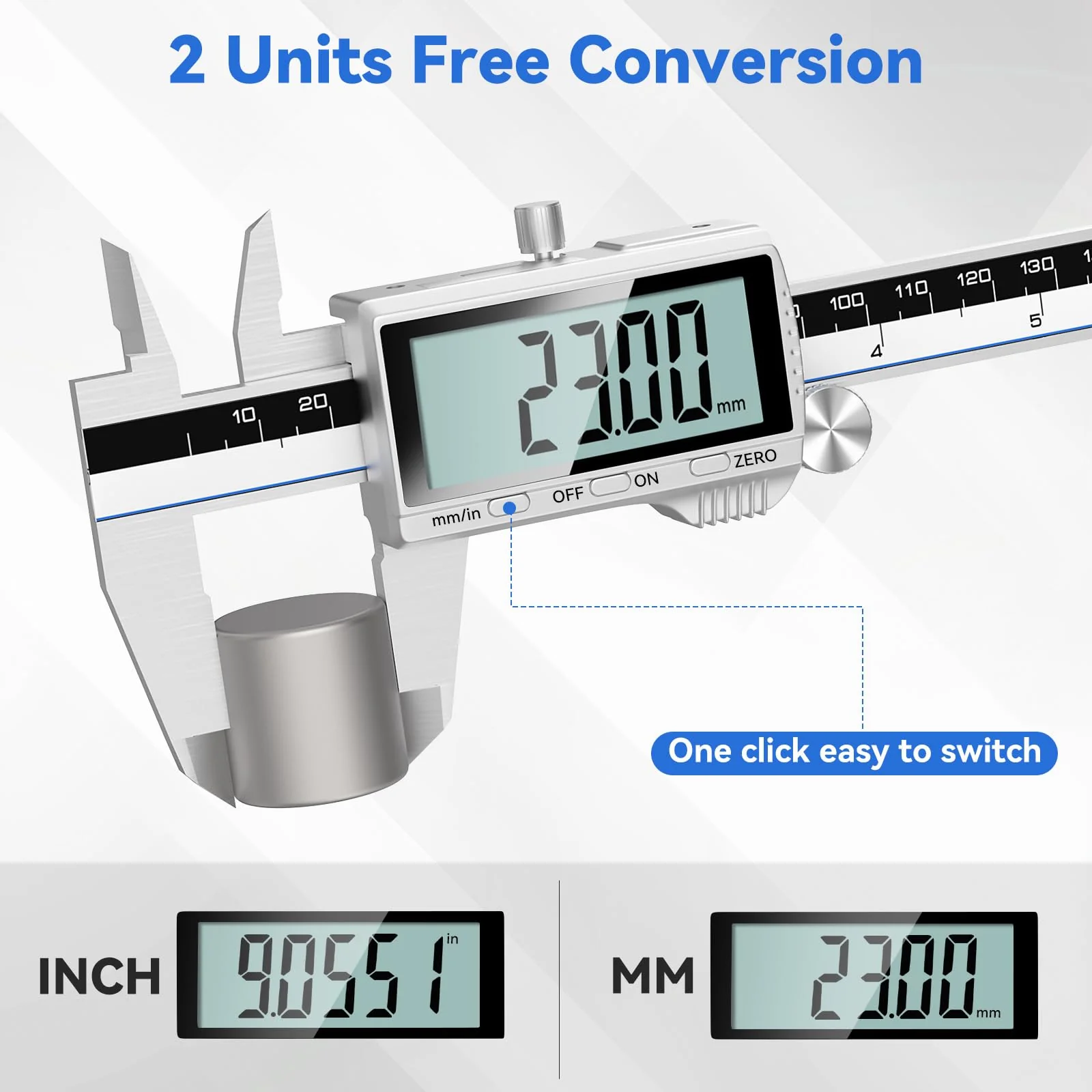 Housolution Digital Caliper, 12Inch Caliper Measuring Tool with Large LCD Screen, Inch/MM Switch, 4 Measuring Ways, Stainless Steel Micrometer Vernier Caliper with Splashproof Screen for Woodworkers 12inch/300mm - Image 5