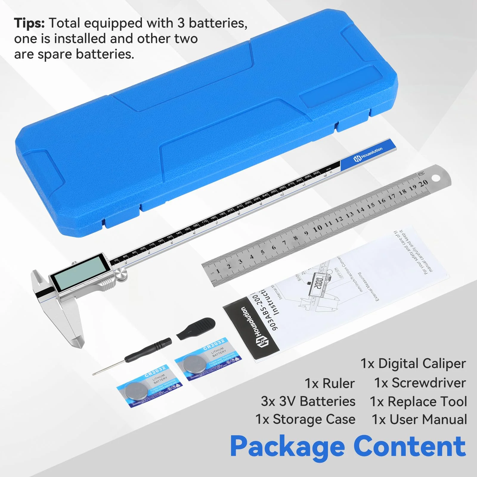 Housolution Digital Caliper, 12Inch Caliper Measuring Tool with Large LCD Screen, Inch/MM Switch, 4 Measuring Ways, Stainless Steel Micrometer Vernier Caliper with Splashproof Screen for Woodworkers 12inch/300mm - Image 9