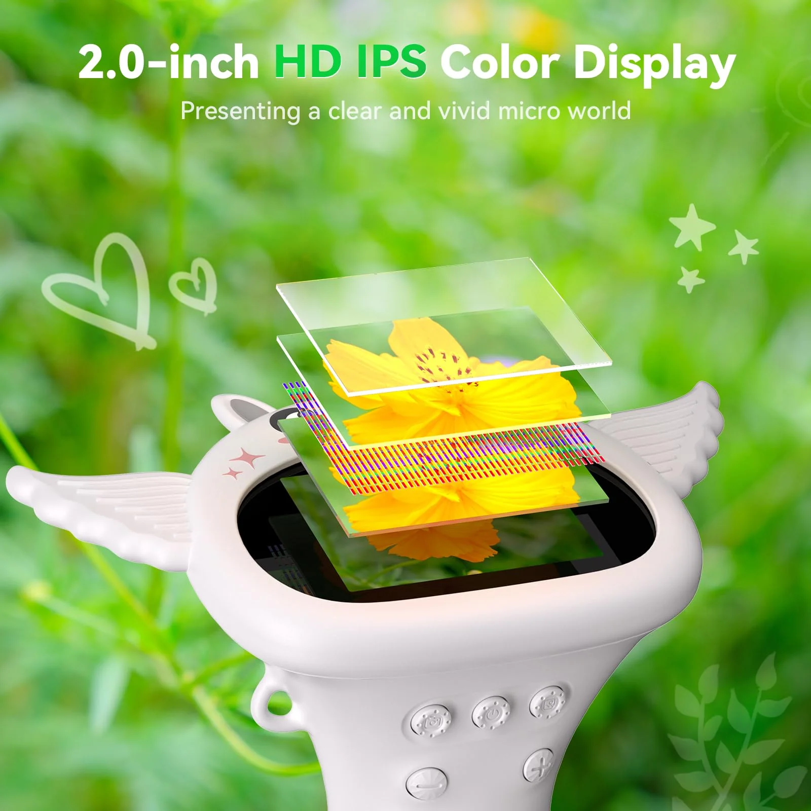 HP40 Microscope for Kids [Easy and Fun] 2" IPS Portable Handheld Kids Microscope Miniscope, Pocket Mini Scope Educational Science Kit, Christmas Birthday Gifts for Kids, PC View, White - Image 4