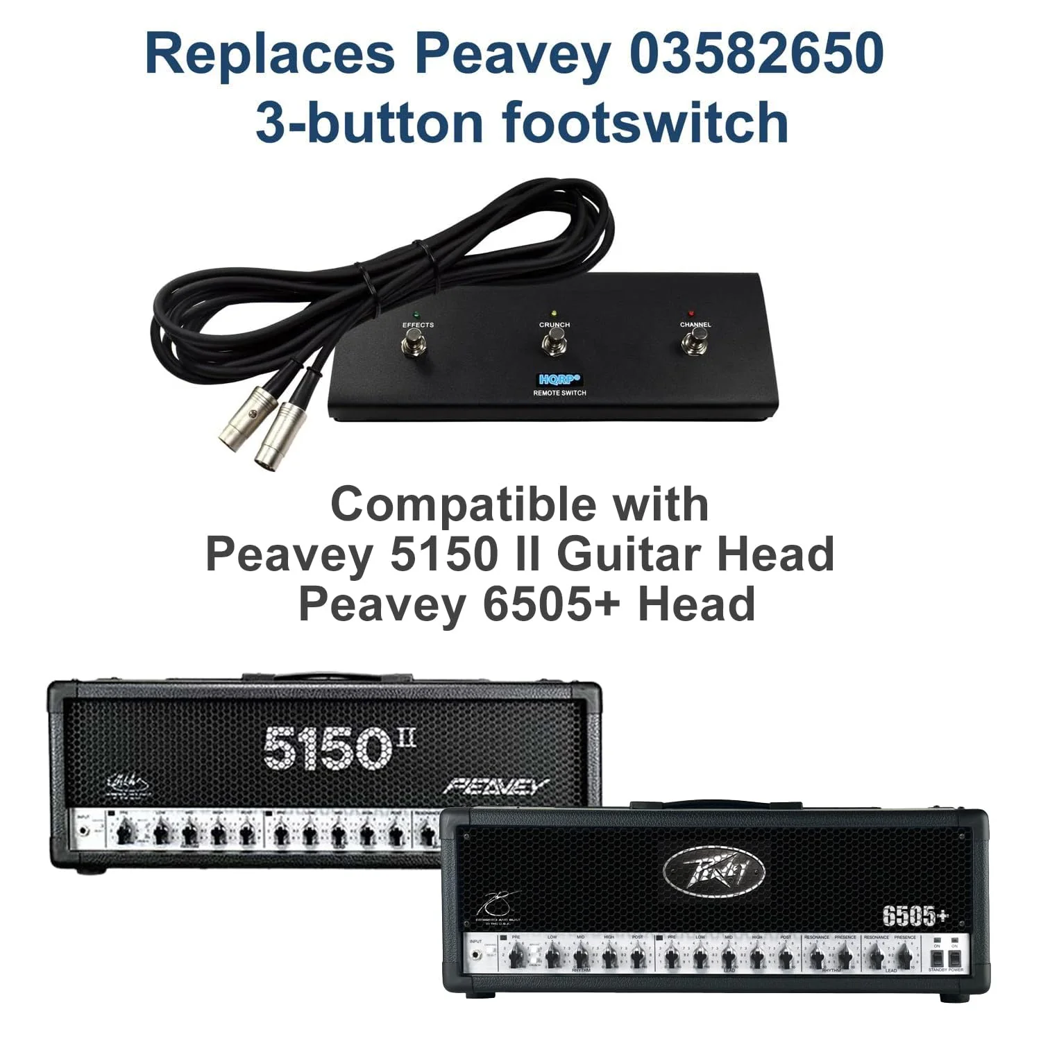 HQRP 3-Button Guitar Amp Footswitch Compatible with Peavey 5150 II Guitar Head, Replacement for Peavey 03582650 - Image 4