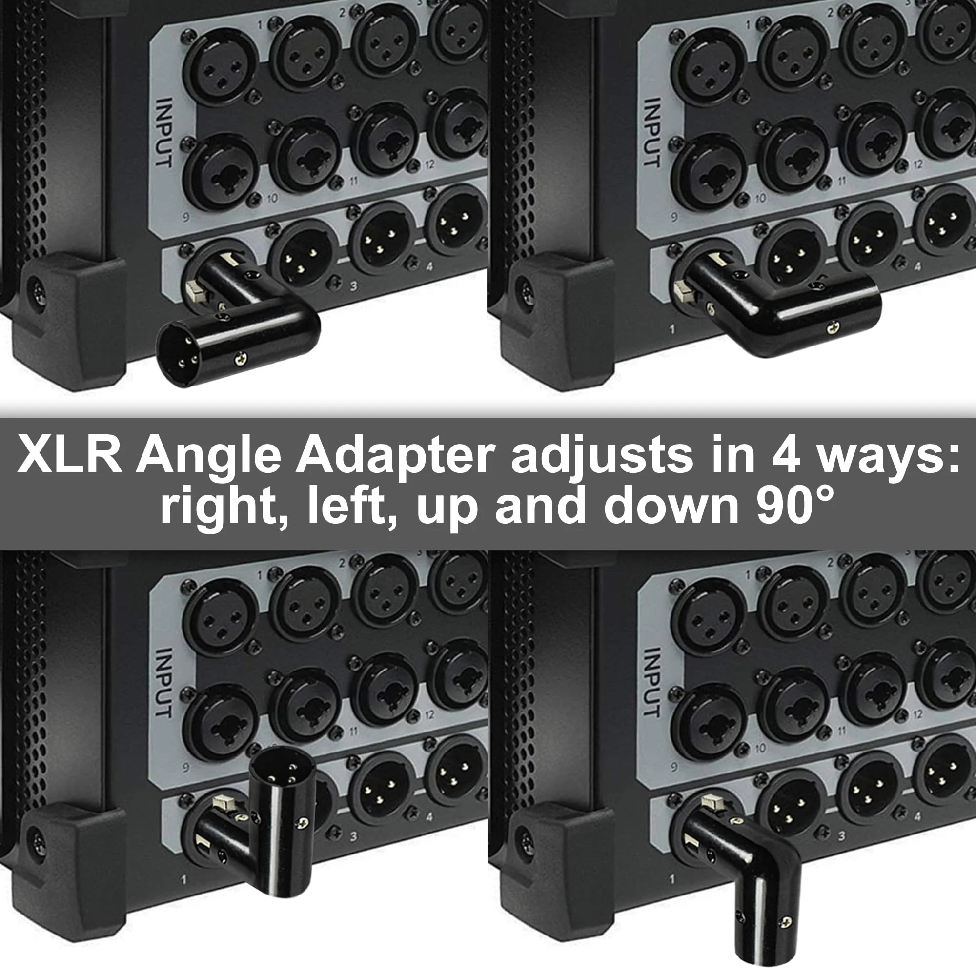 HQRP 4-Pack 3-Pin XLR Angle Adapter Dual Male & Female with 4 Adjustable Angle Positions Right Left and 90 Degree, Compatible with Mixers That Interfere with Other Applications, 3-Pin Connector - Image 3