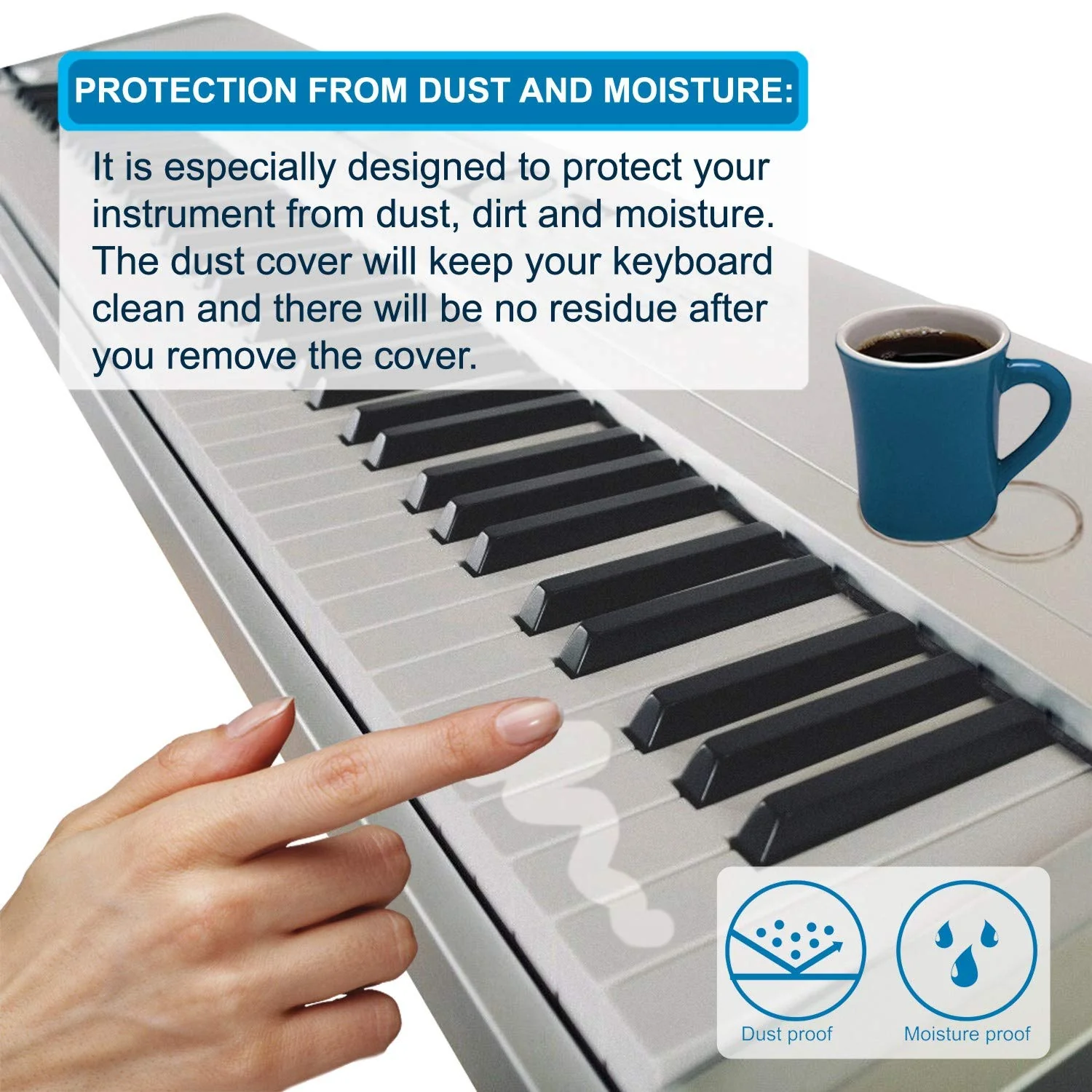 HQRP Elastic Dust Cover w/Bag compatible with Casio LK-265 LK265 LK-280 LK280 WK-6600 WK6600 WK-7600 WK7600 WK-245 WK245 Electronic Keyboards Digital Pianos - Image 3