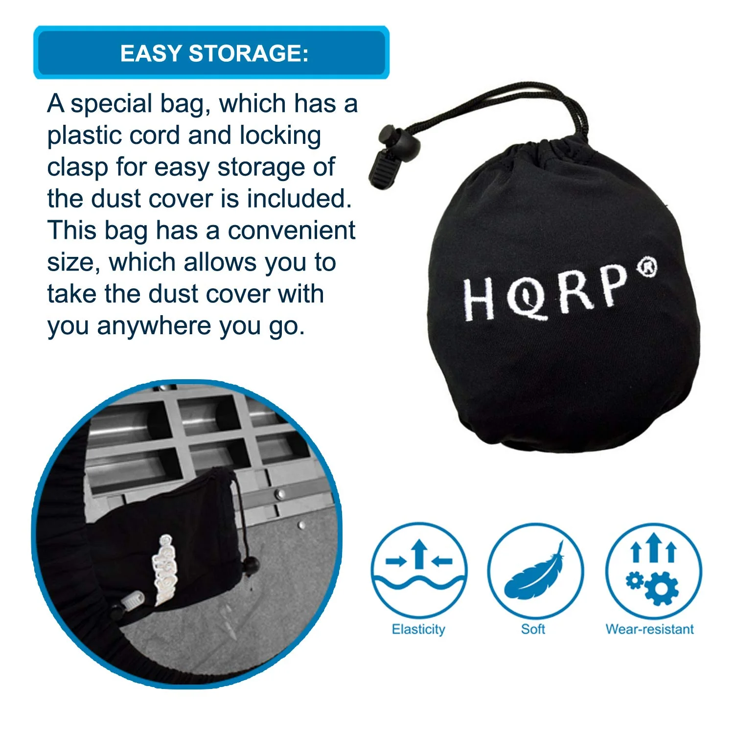 HQRP Elastic Dust Cover w/Bag compatible with Casio LK-265 LK265 LK-280 LK280 WK-6600 WK6600 WK-7600 WK7600 WK-245 WK245 Electronic Keyboards Digital Pianos - Image 5