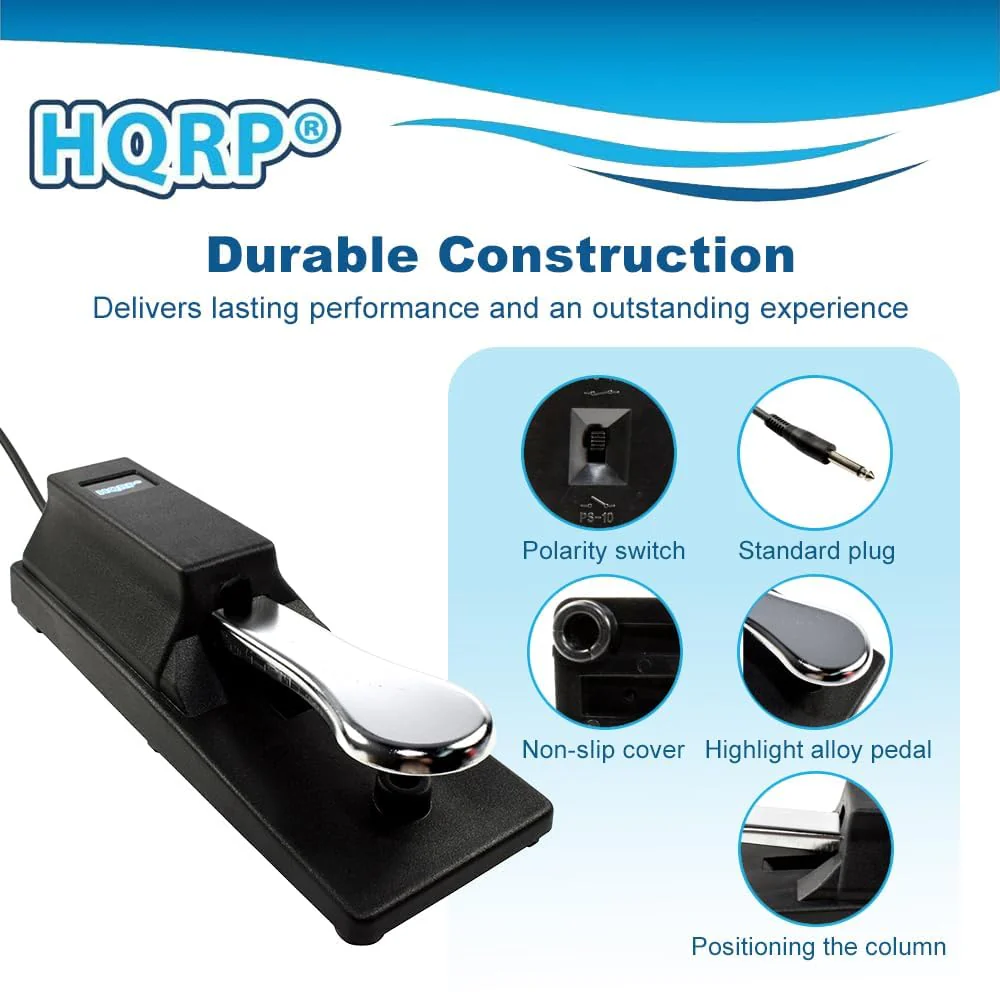 HQRP Sustain Pedal compatible with Yamaha DGX-230 / DGX-530 / DGX-640 / EZ-220; Piaggero NP11 / NP31 / PV60 / NPV80; PSR-E343 / PSR-E443 Keyboards - Image 5