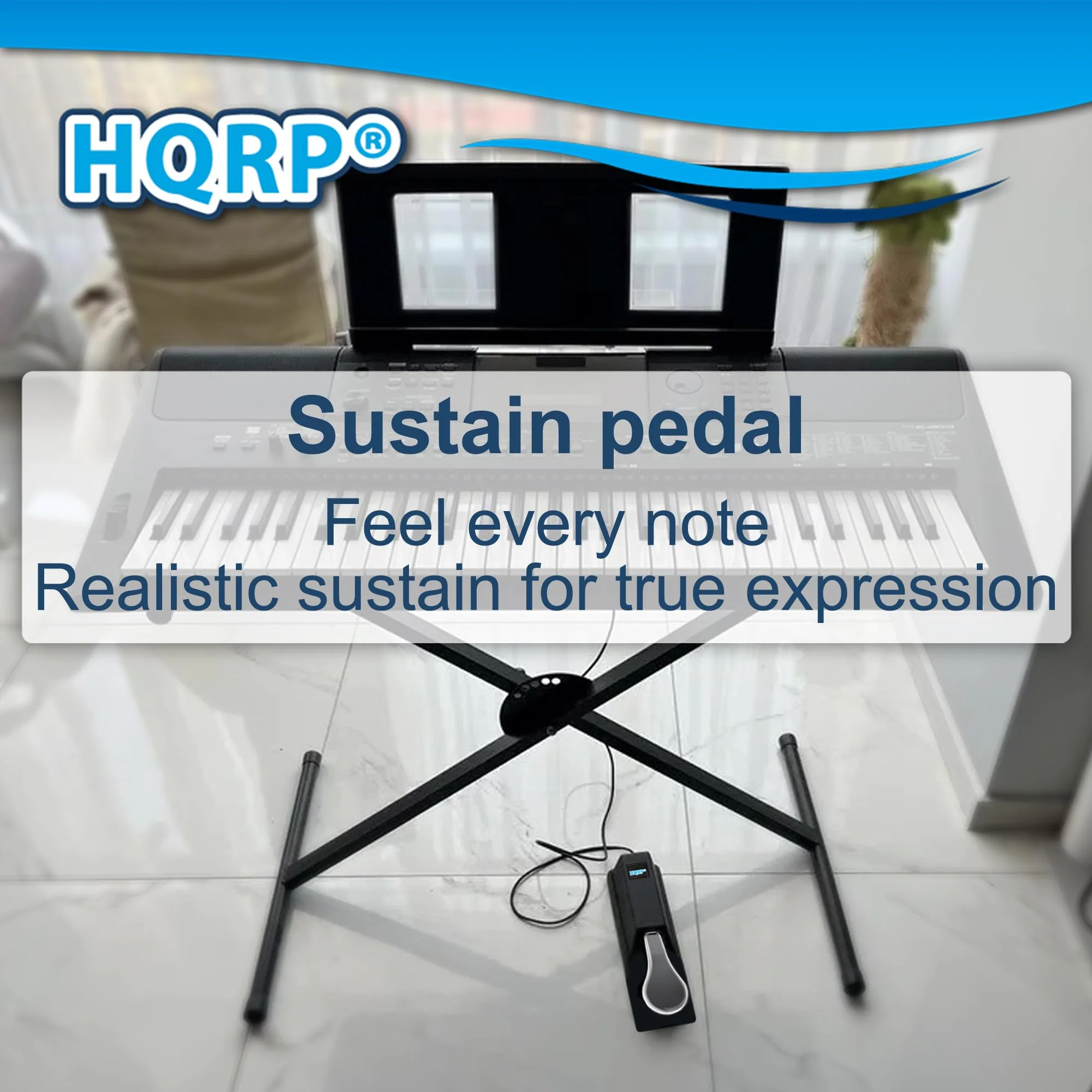 HQRP Sustain Pedal compatible with Yamaha DGX-230 / DGX-530 / DGX-640 / EZ-220; Piaggero NP11 / NP31 / PV60 / NPV80; PSR-E343 / PSR-E443 Keyboards - Image 8