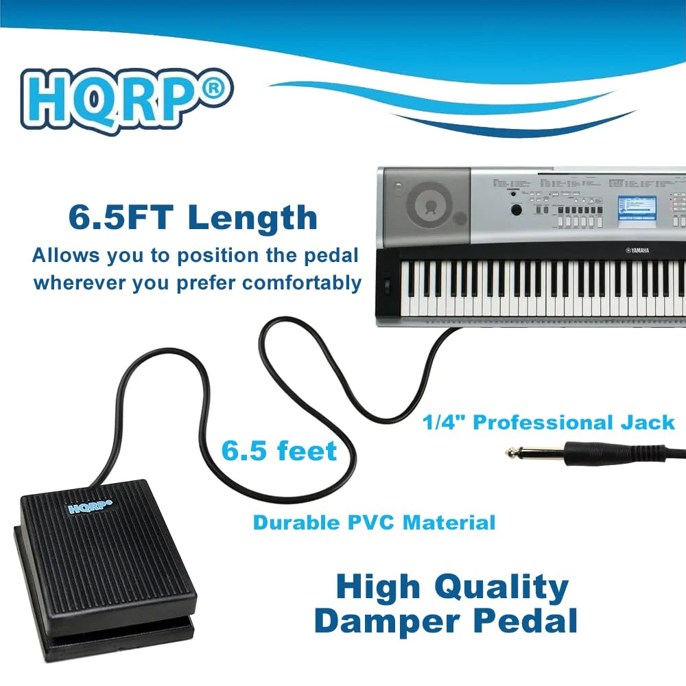 HQRP Sustain Pedal for Yamaha DGX-230, DGX-530, DGX-640, DGX-660, DGX-670, EZ-220, P-45, P-71, P-85, P-95, P-105, P-115, P-125, P-225, P-515 Digital Piano Keyboard (FC5 Replacement, 1/4" Jack) - Image 4