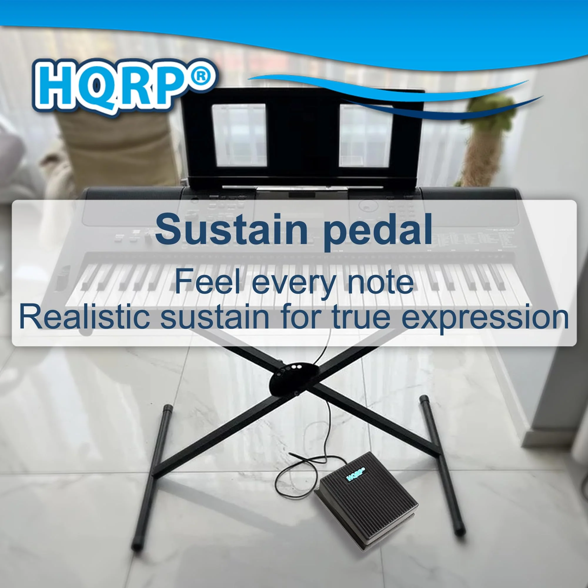 HQRP Sustain Pedal for Yamaha DGX-230, DGX-530, DGX-640, DGX-660, DGX-670, EZ-220, P-45, P-71, P-85, P-95, P-105, P-115, P-125, P-225, P-515 Digital Piano Keyboard (FC5 Replacement, 1/4" Jack) - Image 7