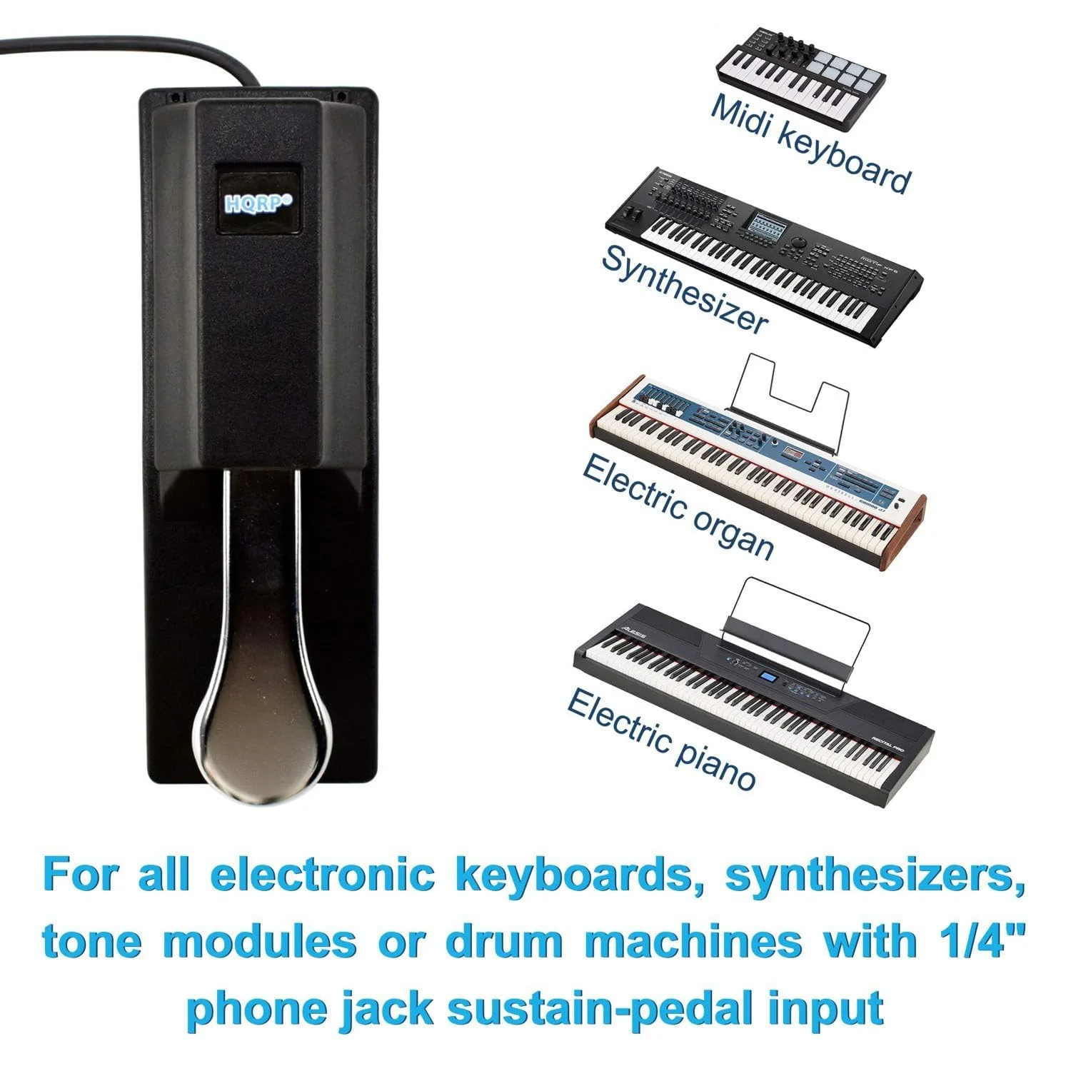 HQRP Sustain Pedal Piano Style compatible with Williams Allegro/Legato/Encore/Etude Mk2 Keyboard Footswitch, Damper Pedal - Image 4