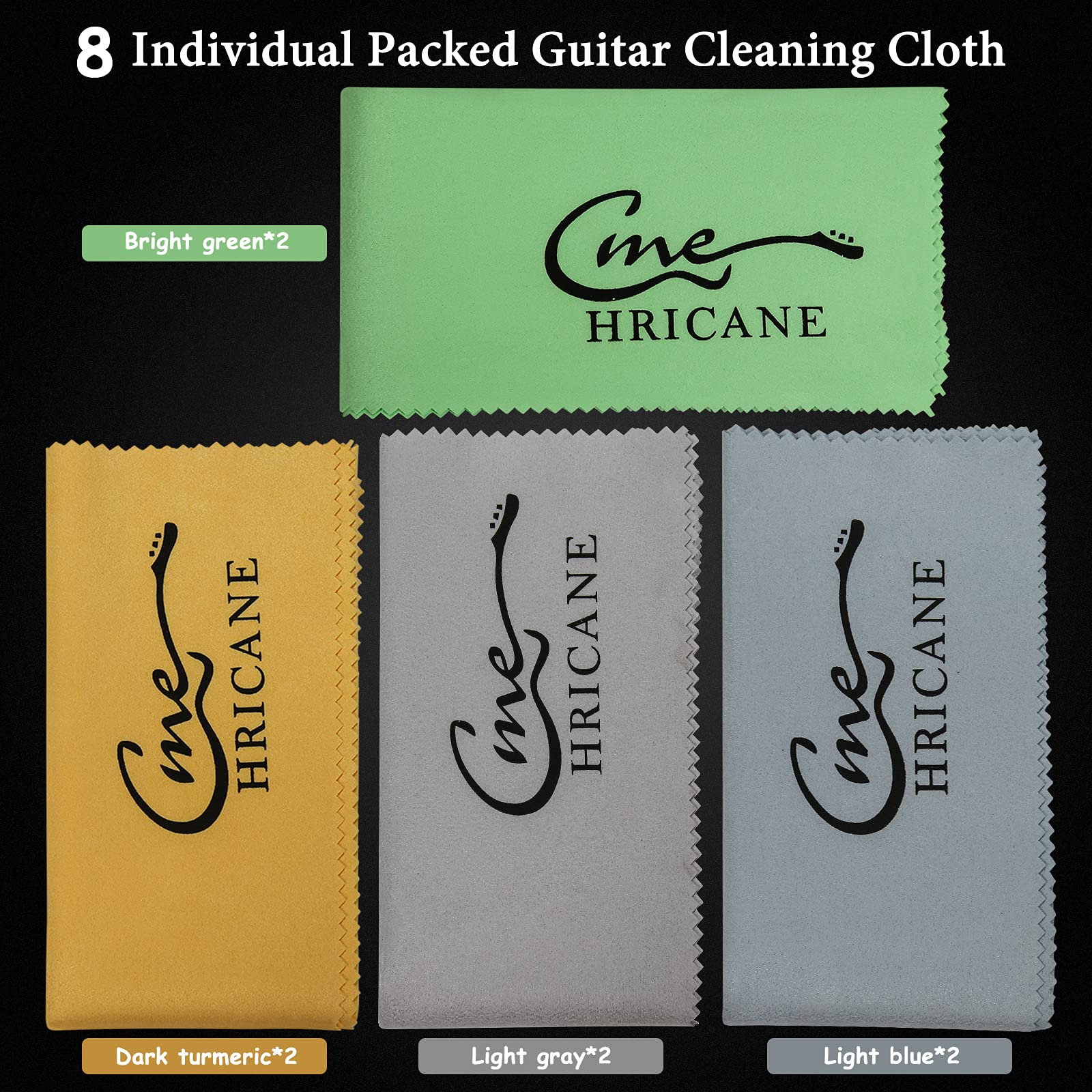 Hricane Guitar Cloths Ultrafine fiber suede (8-Pack 12"x12") Plush Polishing Cloths for Musical Instruments Premium Polishing & Cleaning Cloths for Guitar Violin Piano Clarinet Trumpet Sax Universal 8 Pack - Image 2