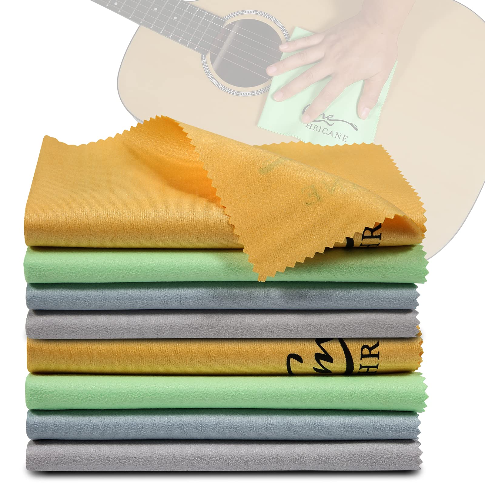 Hricane Guitar Cloths Ultrafine fiber suede (8-Pack 12"x12") Plush Polishing Cloths for Musical Instruments Premium Polishing & Cleaning Cloths for Guitar Violin Piano Clarinet Trumpet Sax Universal 8 Pack - Image 3