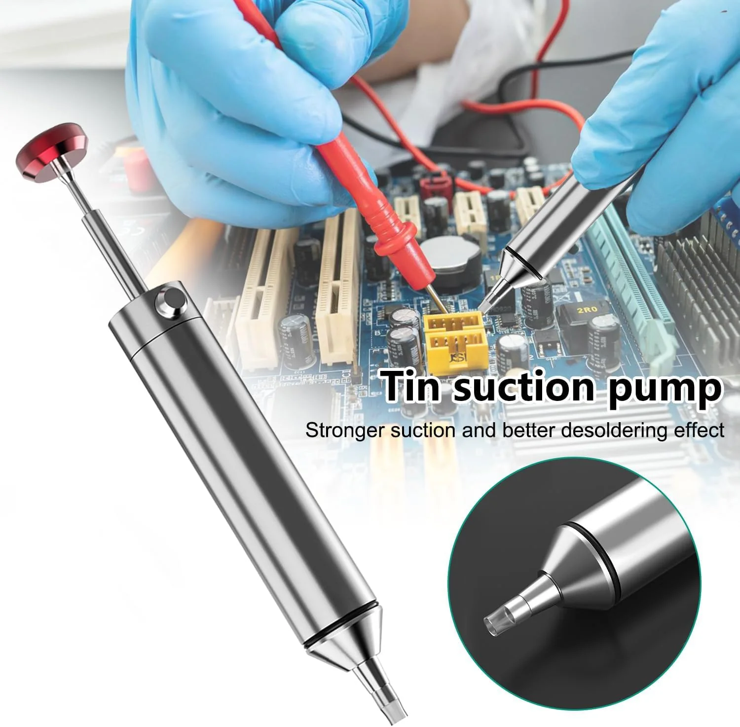 Hsthe Sea All Metal Vacuum Soldering Suction Desoldering Pump, High Suction Power, High Temperature Resistance, Perfect Desoldering Tool for Soldering Removal - Image 4