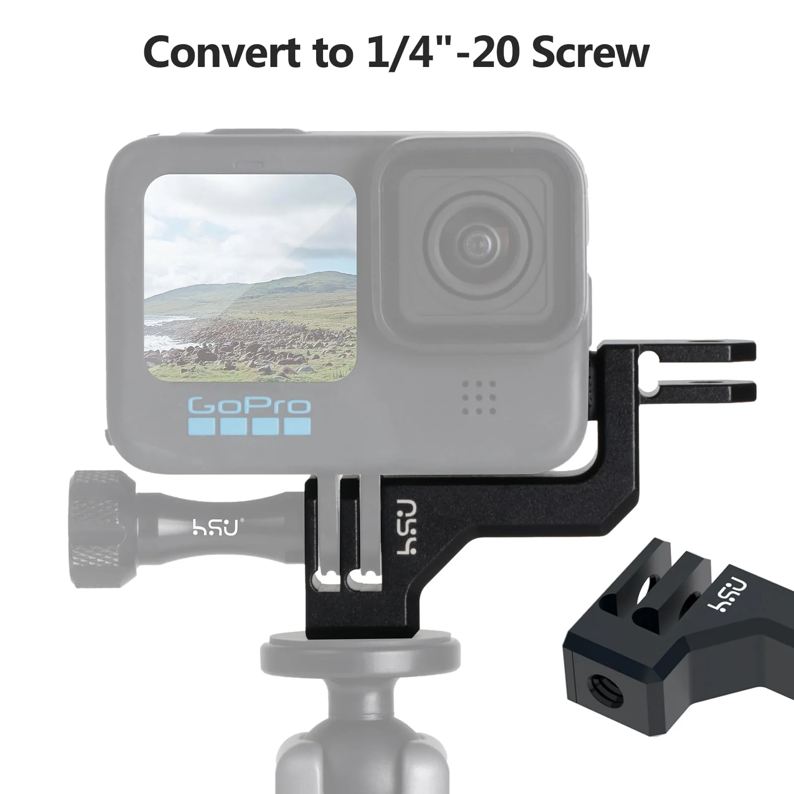 HSU 90 Degree Aluminum Vertical Bracket Adapter Elbow Mount for GoPro Hero 13/12/ 11/10/ 9 Black - Image 3