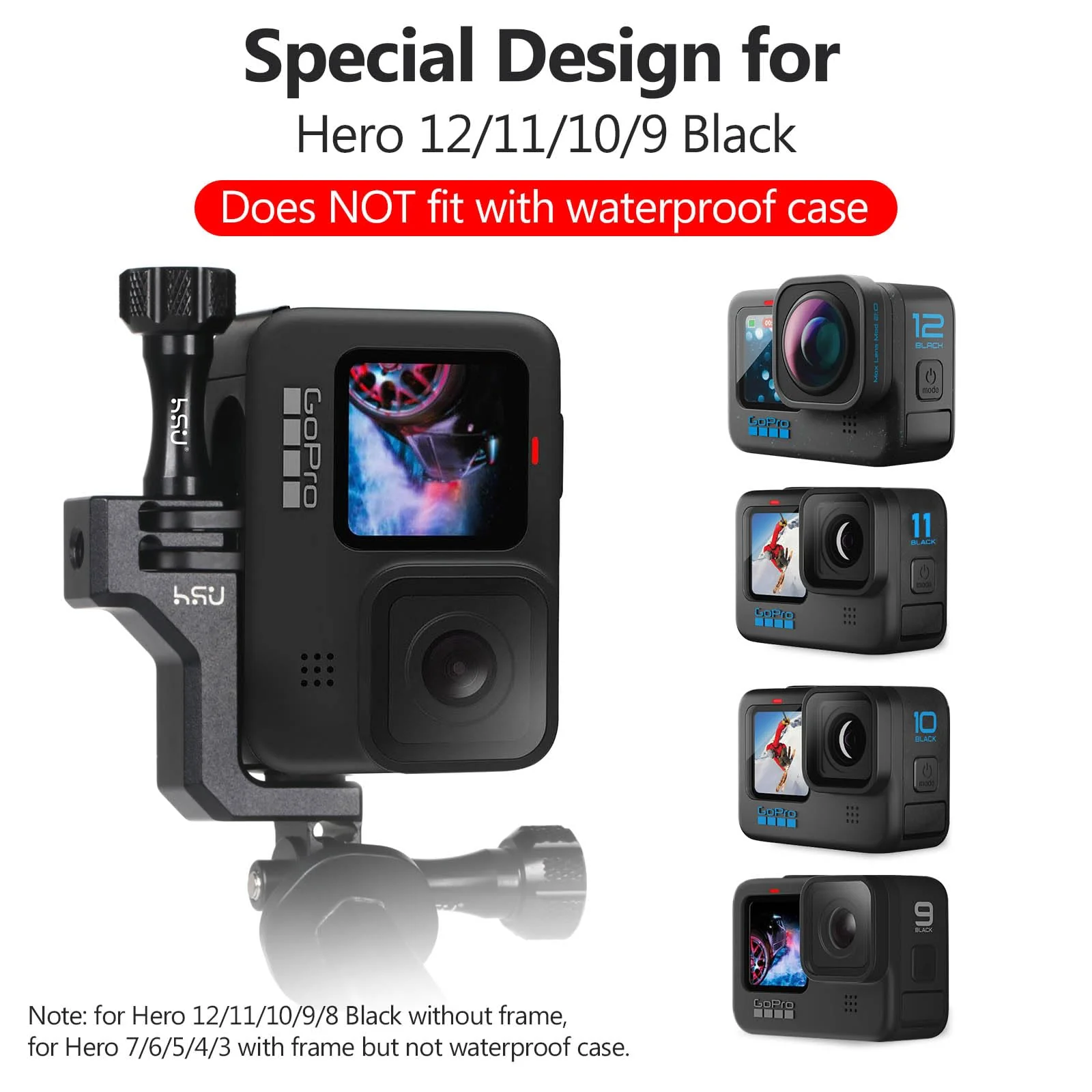 HSU 90 Degree Aluminum Vertical Bracket Adapter Elbow Mount for GoPro Hero 13/12/ 11/10/ 9 Black - Image 4