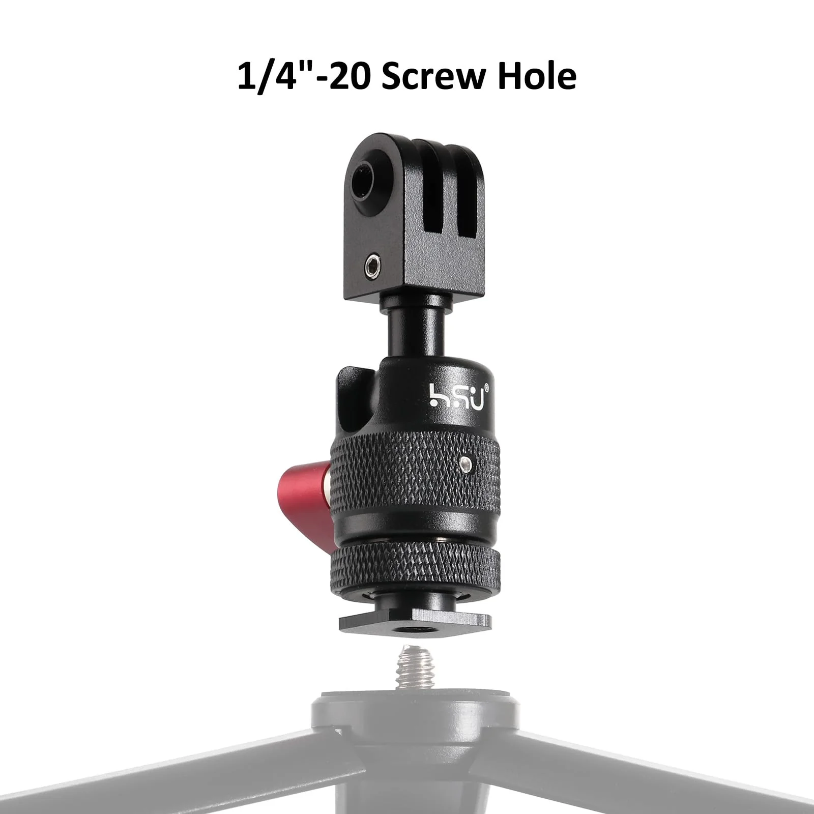 HSU Cold Shoe Mount Adapter, Aluminum 1/4”-20 Screw Hole 360° Rotation Camera Tripod Mount for GoPro Hero 13/12/11/10/9/8/7/DJI Osmo Action, Applicable for Tripod Selfie Stick and DSLR Camera Flash - Image 2