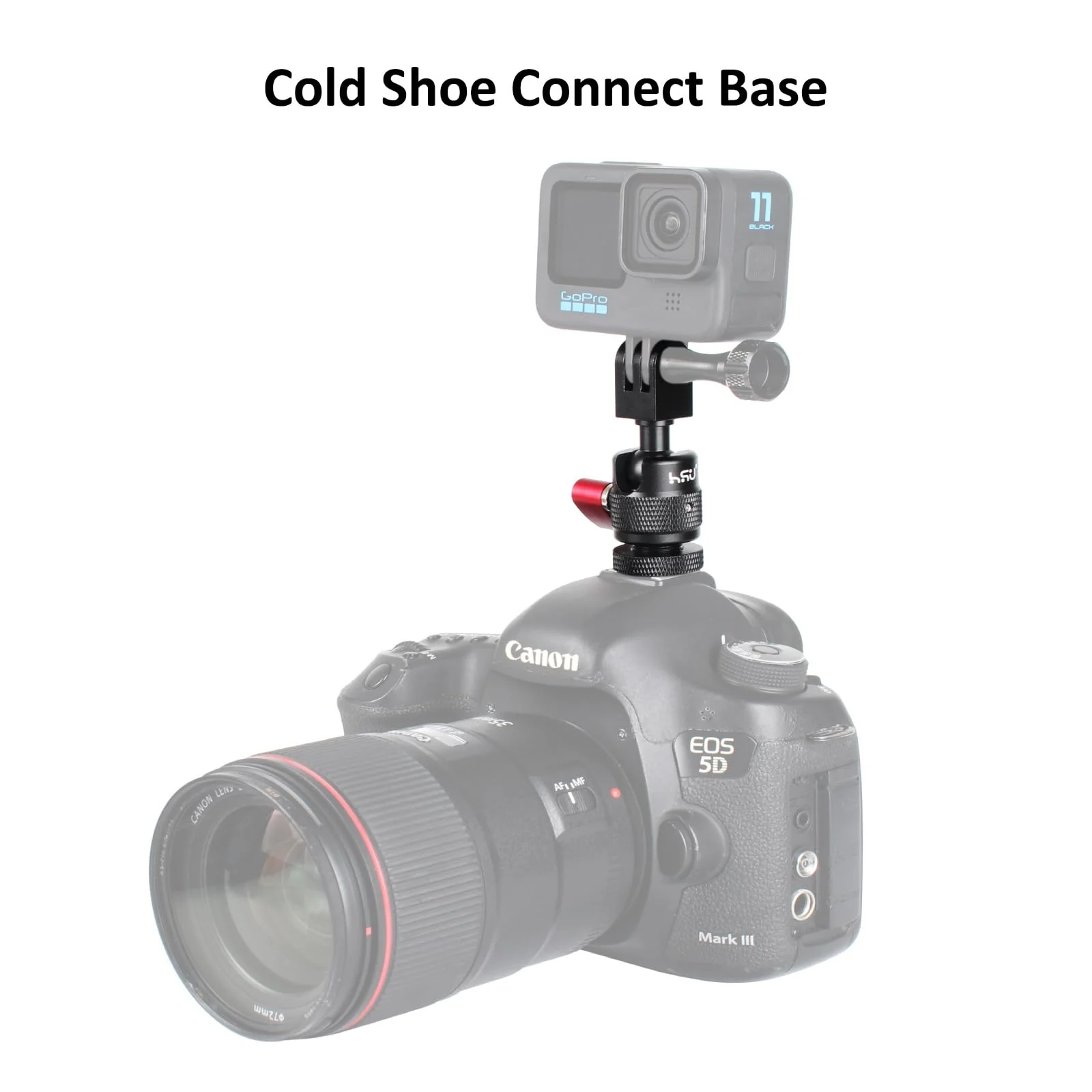 HSU Cold Shoe Mount Adapter, Aluminum 1/4”-20 Screw Hole 360° Rotation Camera Tripod Mount for GoPro Hero 13/12/11/10/9/8/7/DJI Osmo Action, Applicable for Tripod Selfie Stick and DSLR Camera Flash - Image 3