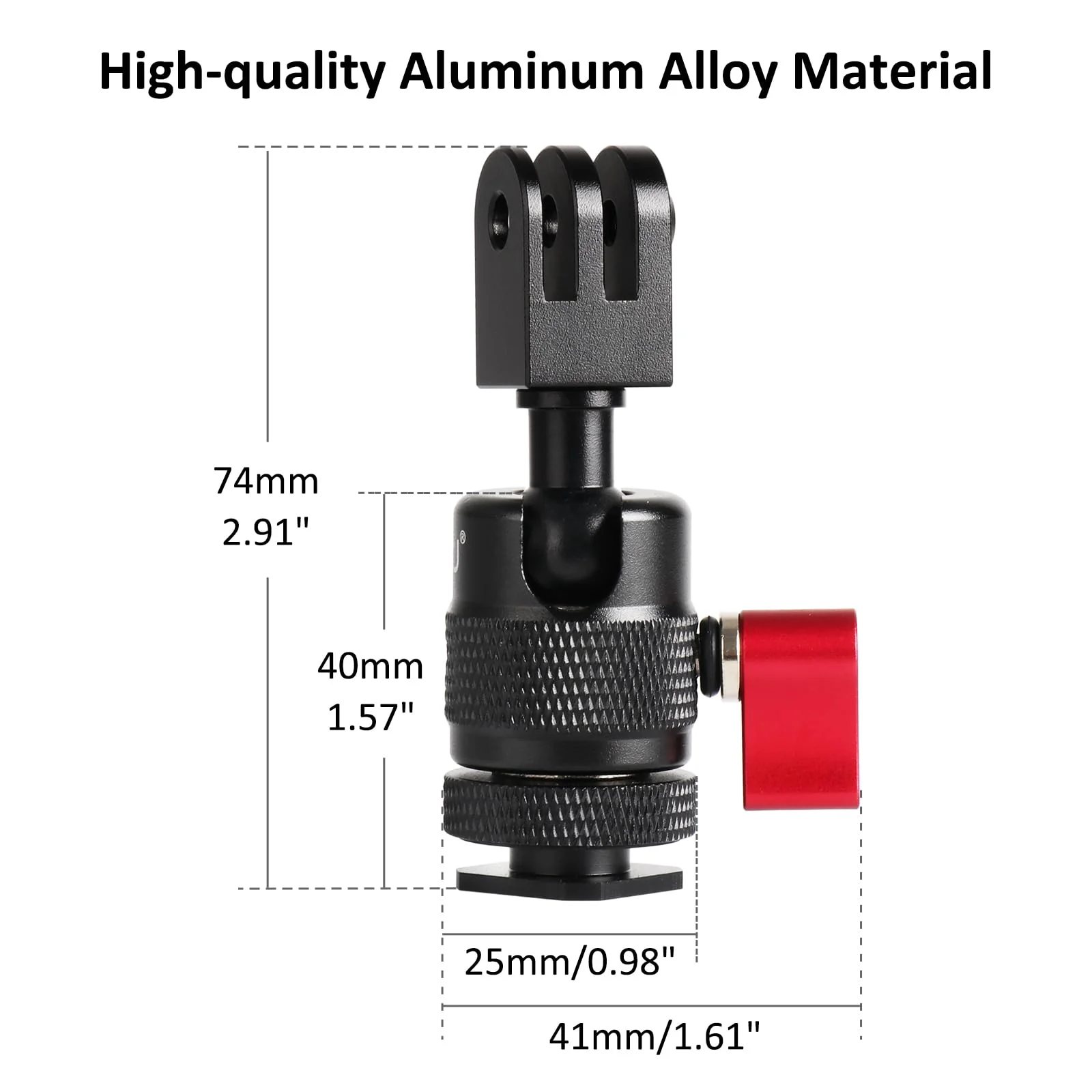 HSU Cold Shoe Mount Adapter, Aluminum 1/4”-20 Screw Hole 360° Rotation Camera Tripod Mount for GoPro Hero 13/12/11/10/9/8/7/DJI Osmo Action, Applicable for Tripod Selfie Stick and DSLR Camera Flash - Image 5