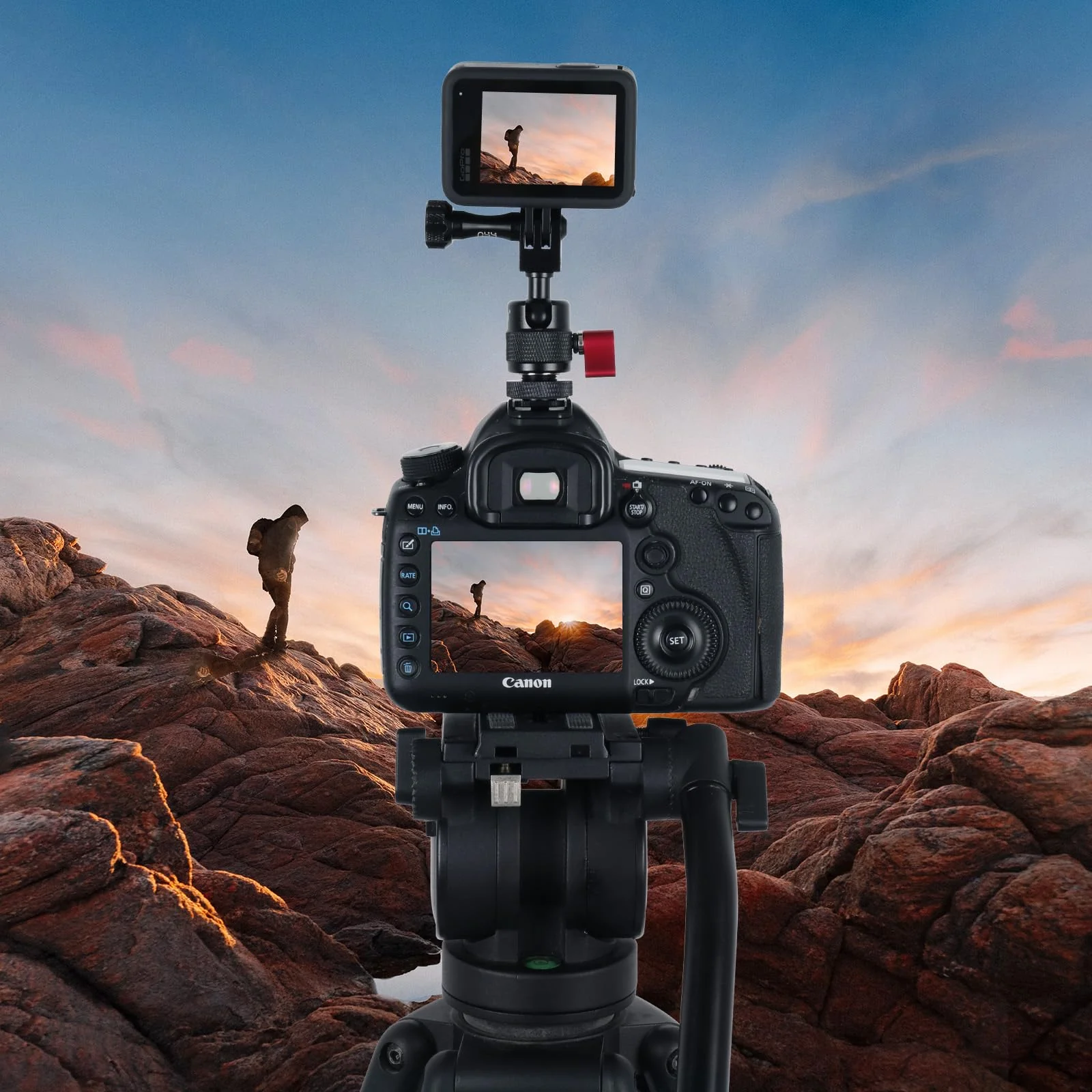 HSU Cold Shoe Mount Adapter, Aluminum 1/4”-20 Screw Hole 360° Rotation Camera Tripod Mount for GoPro Hero 13/12/11/10/9/8/7/DJI Osmo Action, Applicable for Tripod Selfie Stick and DSLR Camera Flash - Image 7