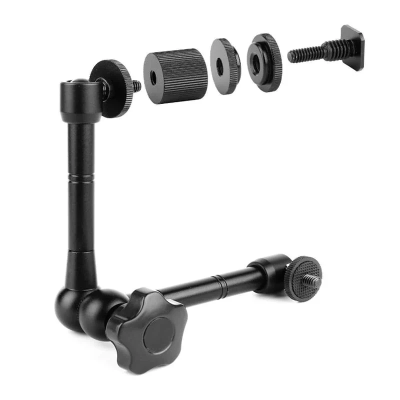 HuaerHui 11 Inch Adjustable Articulating Friction Magic Arm with 1/4" Thread Screw and Hot Shoe Mount Adapter for DSLR Camera Rig/Camcorder/LCD Monitor/LED Lights/Flash Light/Microphone - Image 2