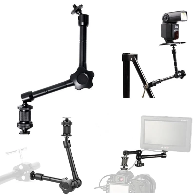 HuaerHui 11 Inch Adjustable Articulating Friction Magic Arm with 1/4" Thread Screw and Hot Shoe Mount Adapter for DSLR Camera Rig/Camcorder/LCD Monitor/LED Lights/Flash Light/Microphone - Image 7