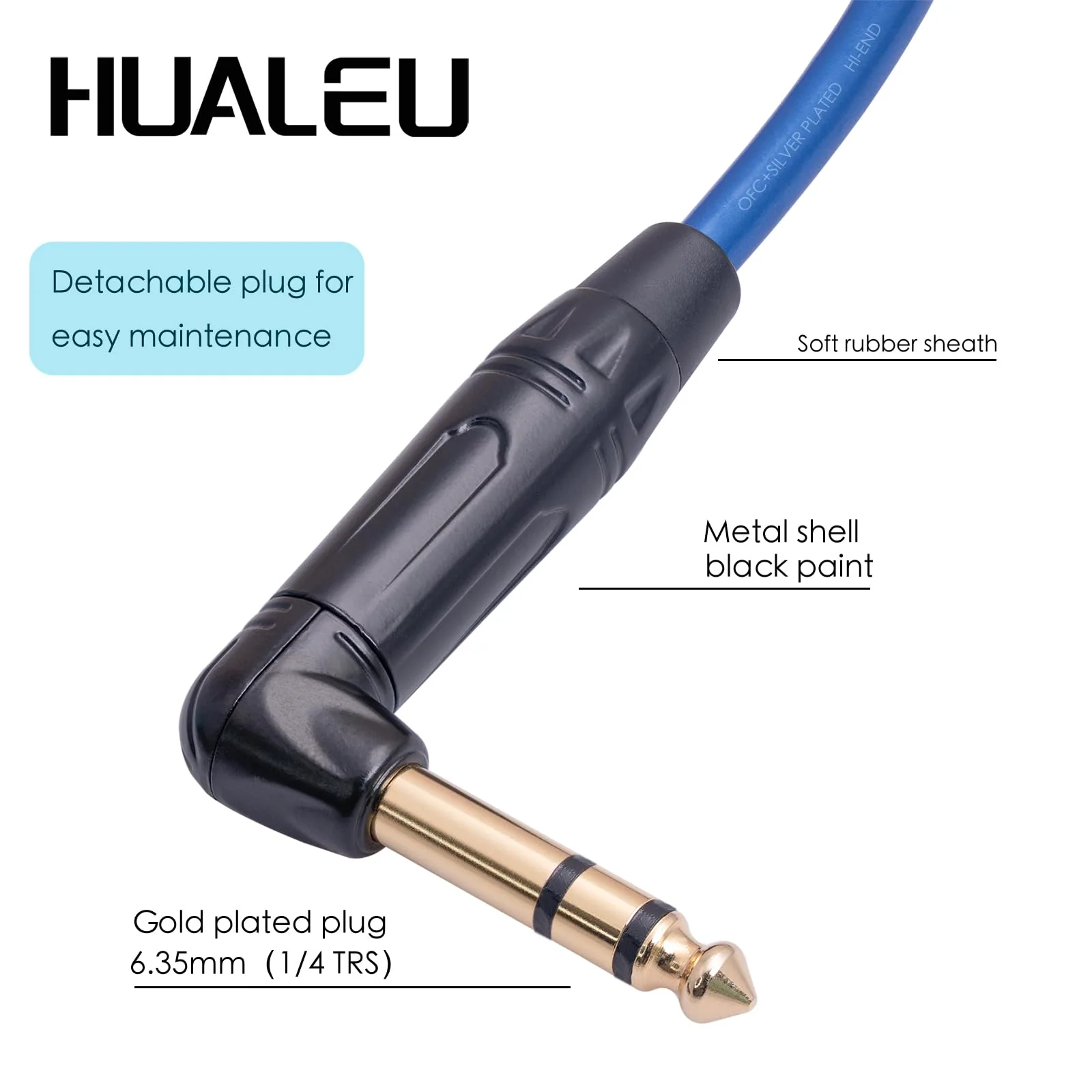 HUALEU 3.3FT Balanced XLR Female to Right Angle 1/4 TRS Mixer Cable,6.35mm Stereo Male to 3pin XLR Female Audio Cable,6N OFC+Silver Plated HI-END Audio Cable for Mixer Amplifier Microphone-2Pack - Image 3
