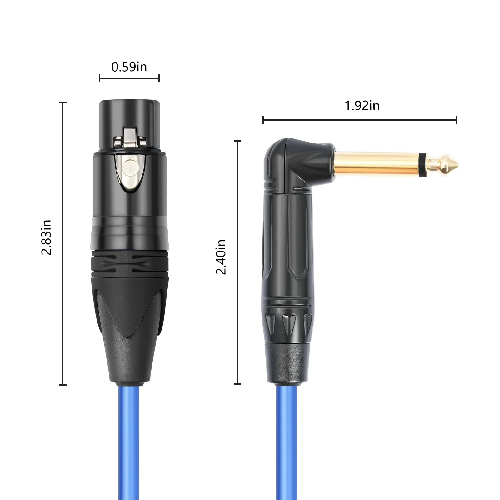 HUALEU 3.3FT Balanced XLR Female to Right Angle 1/4 TRS Mixer Cable,6.35mm Stereo Male to 3pin XLR Female Audio Cable,6N OFC+Silver Plated HI-END Audio Cable for Mixer Amplifier Microphone-2Pack - Image 5