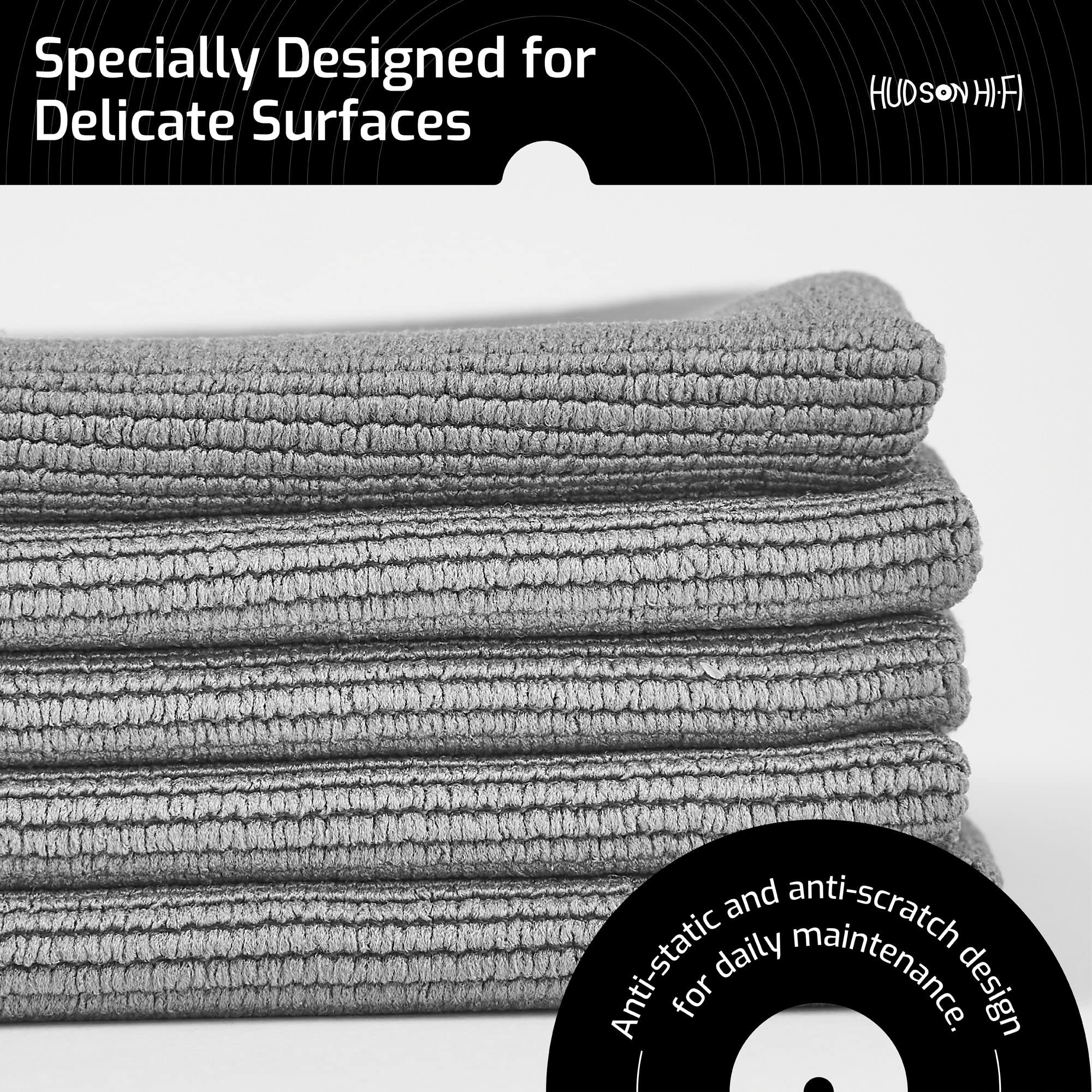 Hudson Hi-Fi Microfiber Record Cleaning Cloth 5 Pack - Anti Static Record Cleaner Microfiber Cloth Wipes for Glasses - Vinyl Record Cleaning Anti Static Cloth Record Wipes - Microfiber Cleaning Cloth - Image 4