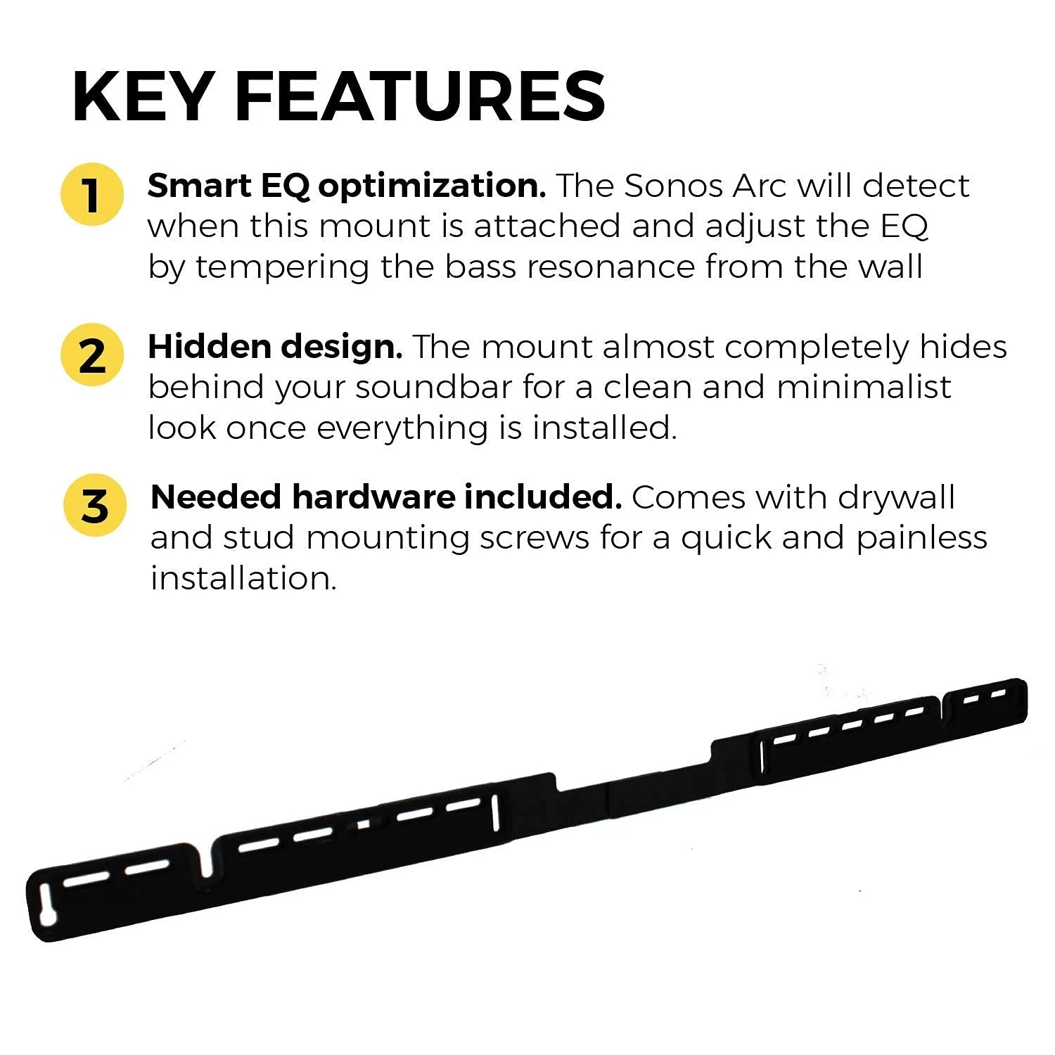 HumanCentric Wall Mount Compatible with Sonos Arc Sound Bar (Black), Floating Style Mounting Bracket Compatible with Sonos Arc Wall Mount, Soundbar Mount for Sonos Arc Mount on Wall Under TV - Image 8