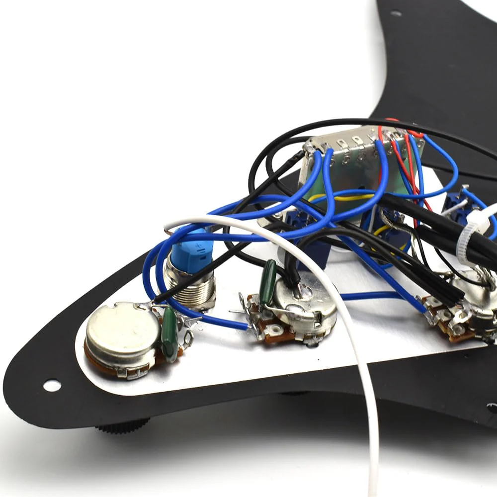 Humbucker Electric Guitar Pickguard Pickup with Singlecut Wiring Loaded Prewired Pickguard SSH Guitar Pickguard Swith Control Scratchplate Assembly for Fender Strat Guitar (Right Hand-Black-Black) Right Hand-Black-Black - Image 5