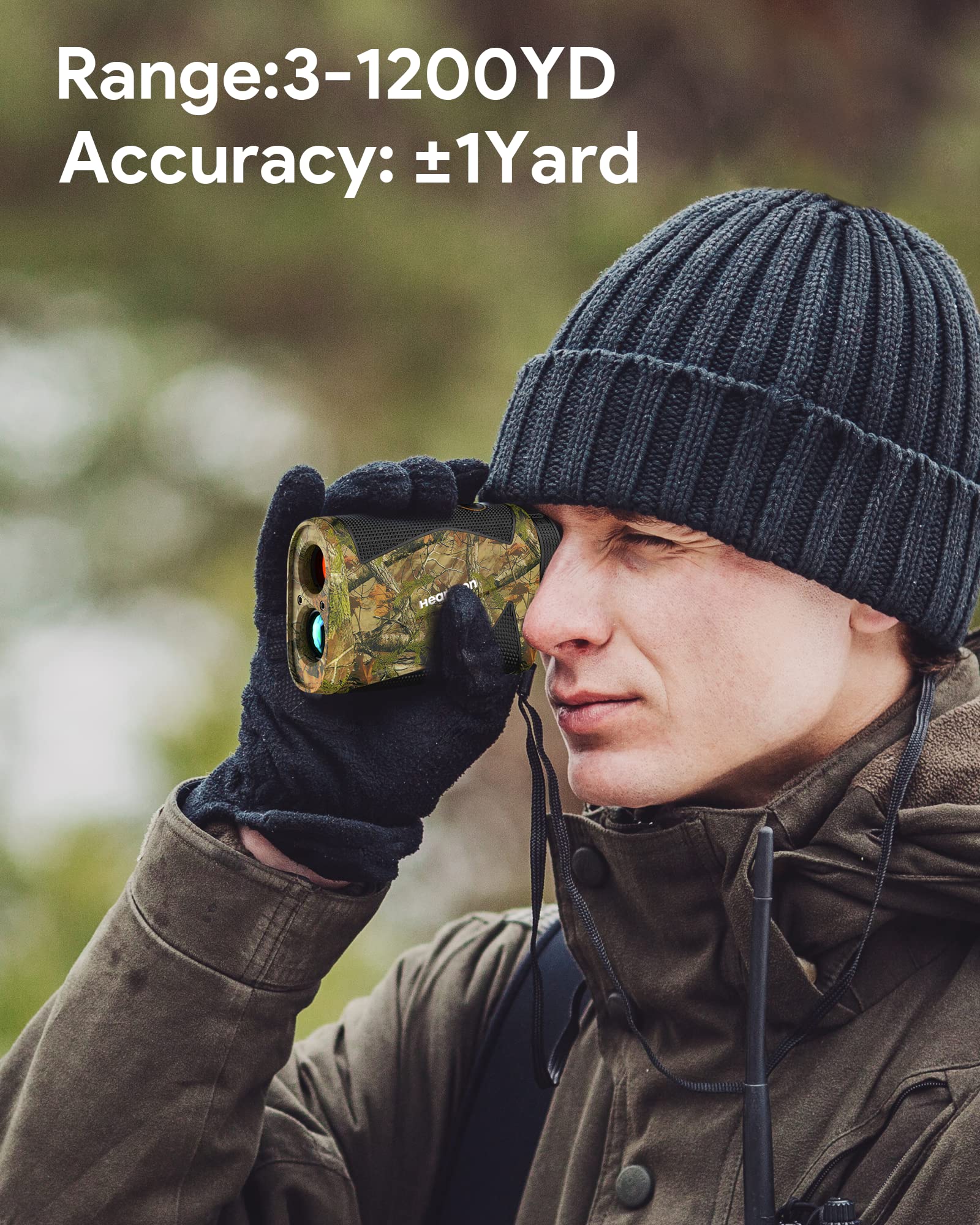 Hunting Rangefinder, Heartgon 1200 Yards Rechargeable Rangefinder for Hunting, 6X Magnification, High-Precision Continuous Scan/Distance/Angle/Speed Waterproof Bowhunting Rangefinder - Image 3