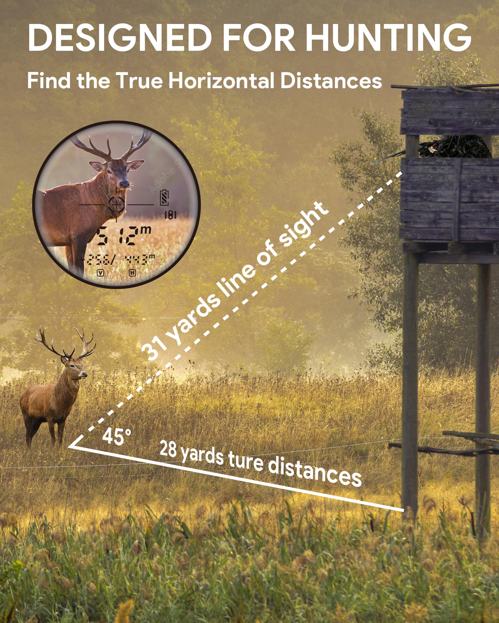 Hunting Rangefinder, Heartgon 1200 Yards Rechargeable Rangefinder for Hunting, 6X Magnification, High-Precision Continuous Scan/Distance/Angle/Speed Waterproof Bowhunting Rangefinder - Image 5