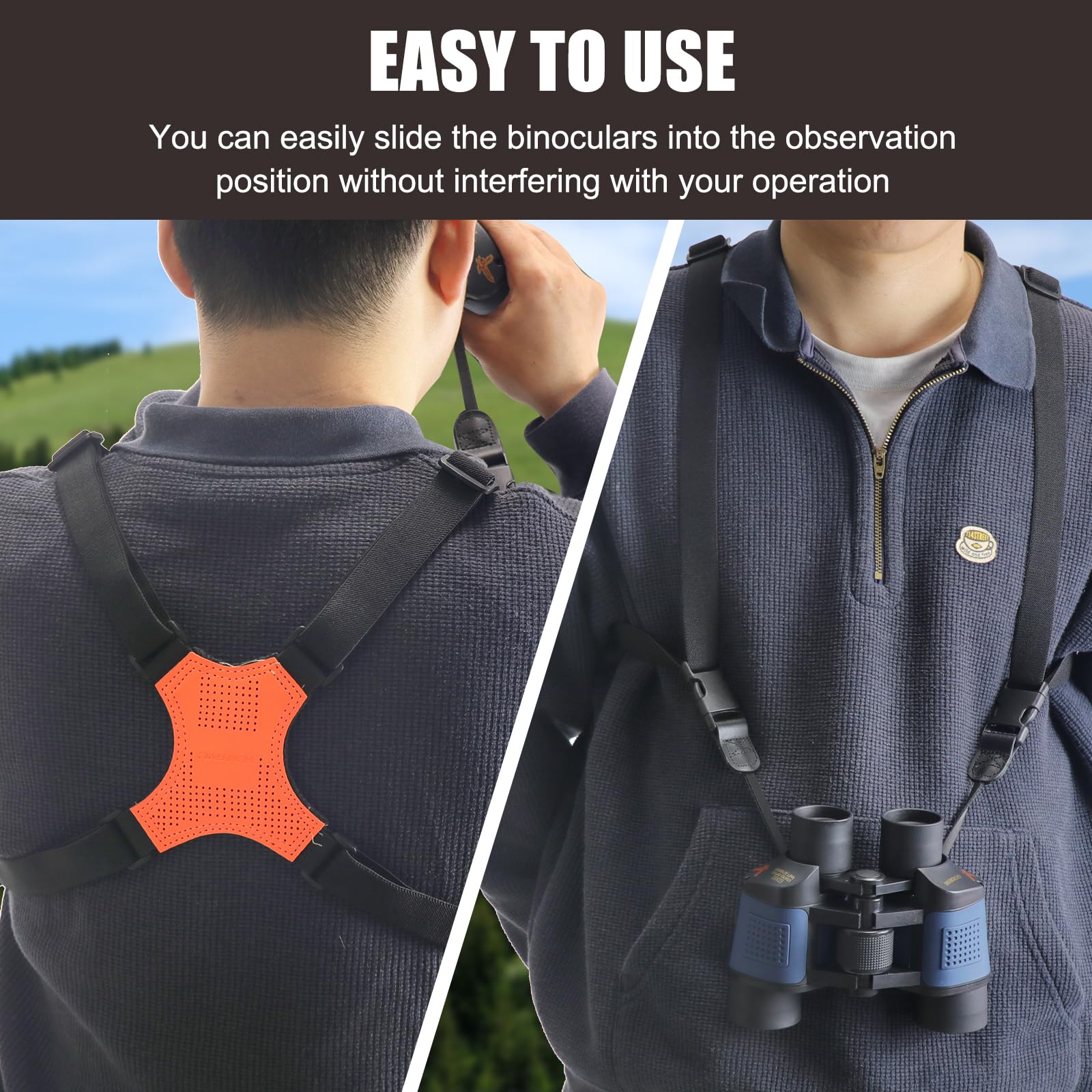 HUNTPAL Binocular Harness Strap for Hunting and Birding Wacthing, X-shaped Decompression Cross Body, Fit for Rangefinder Orange - Image 5