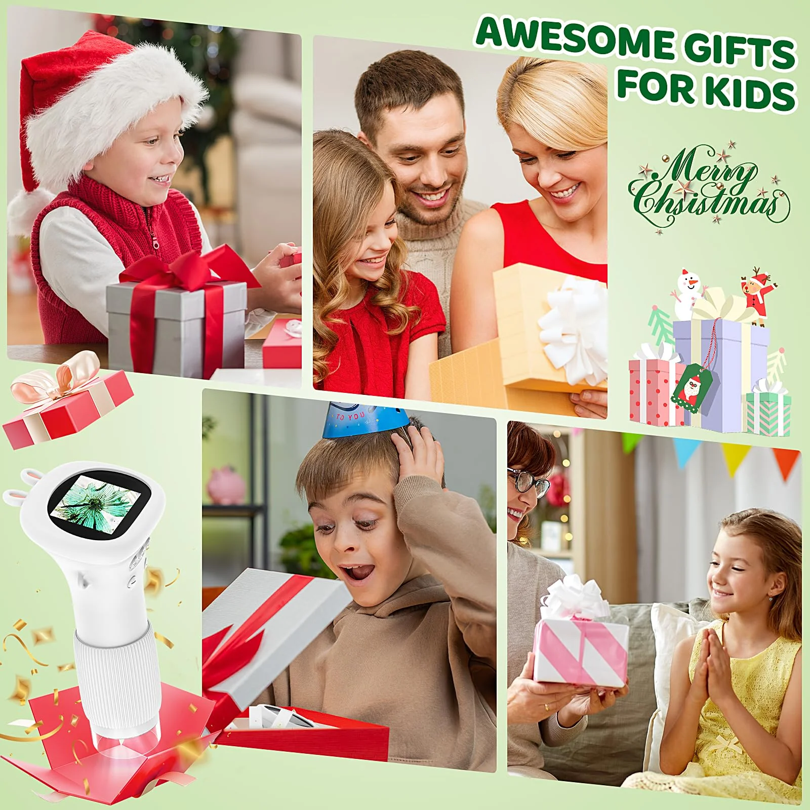 HUTACT Kids Microscope Portable with 2'' Screen - 200X Mini Digital Handheld Pocket Microscope, Christmas Birthday Gifts for All Age, Includes 5 Prepared Microscope Slides Kit - Image 8