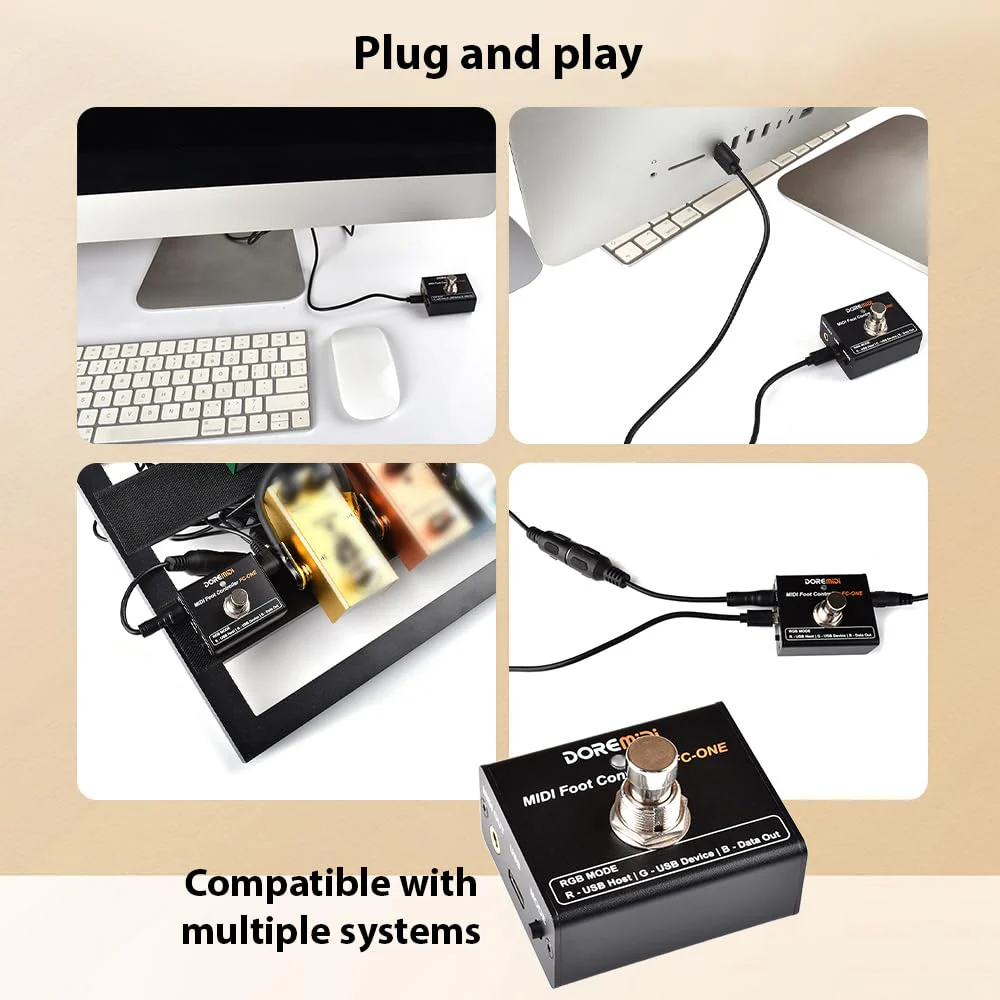 HXBER MIDI Foot Controller Electric Guitar MIDI Effects Pedal Plug and Play MIDI Output Ports DIY CC/PC/Note Messages Various Trigger Modes Portable MIDI Device - Image 5