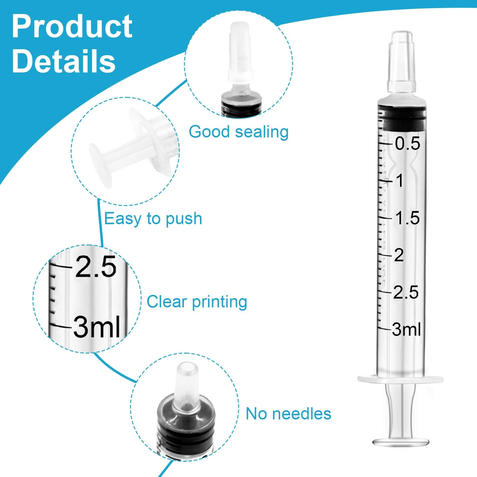 HXC Syringes 3 ml Plastic Syringe Pack of 24 Colostrum Syringe with Lid Food Syringe Disposable Syringes Individual Package 2 ml Syringe Sterile for Newborn Animal Feeding Lab 3ml - Image 3