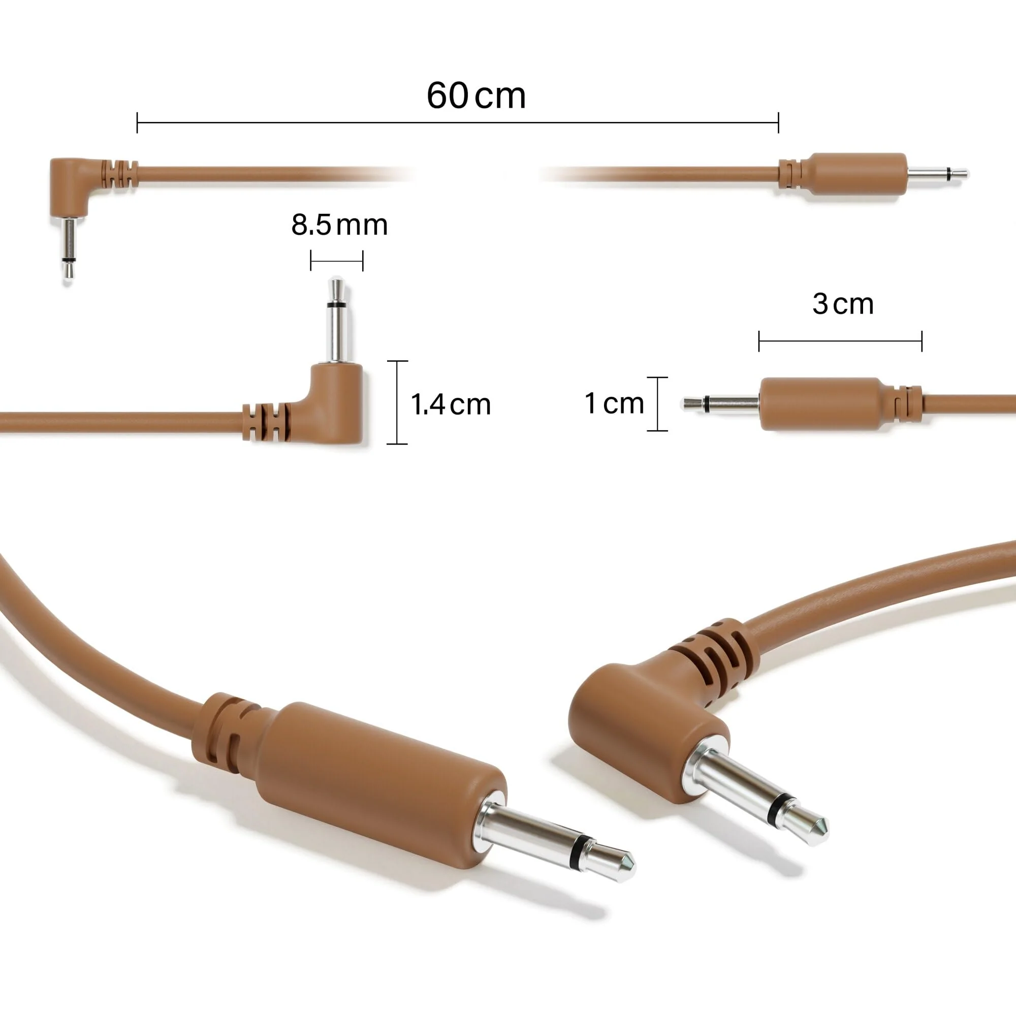 Hybrid Mono Modular Patch Cables - TS 3.5mm 1/8" - Eurorack Synth Synthesizer [12-Pack | 45 cm - 17.72"] 45 cm - 17.72" 12-Pack - Image 2