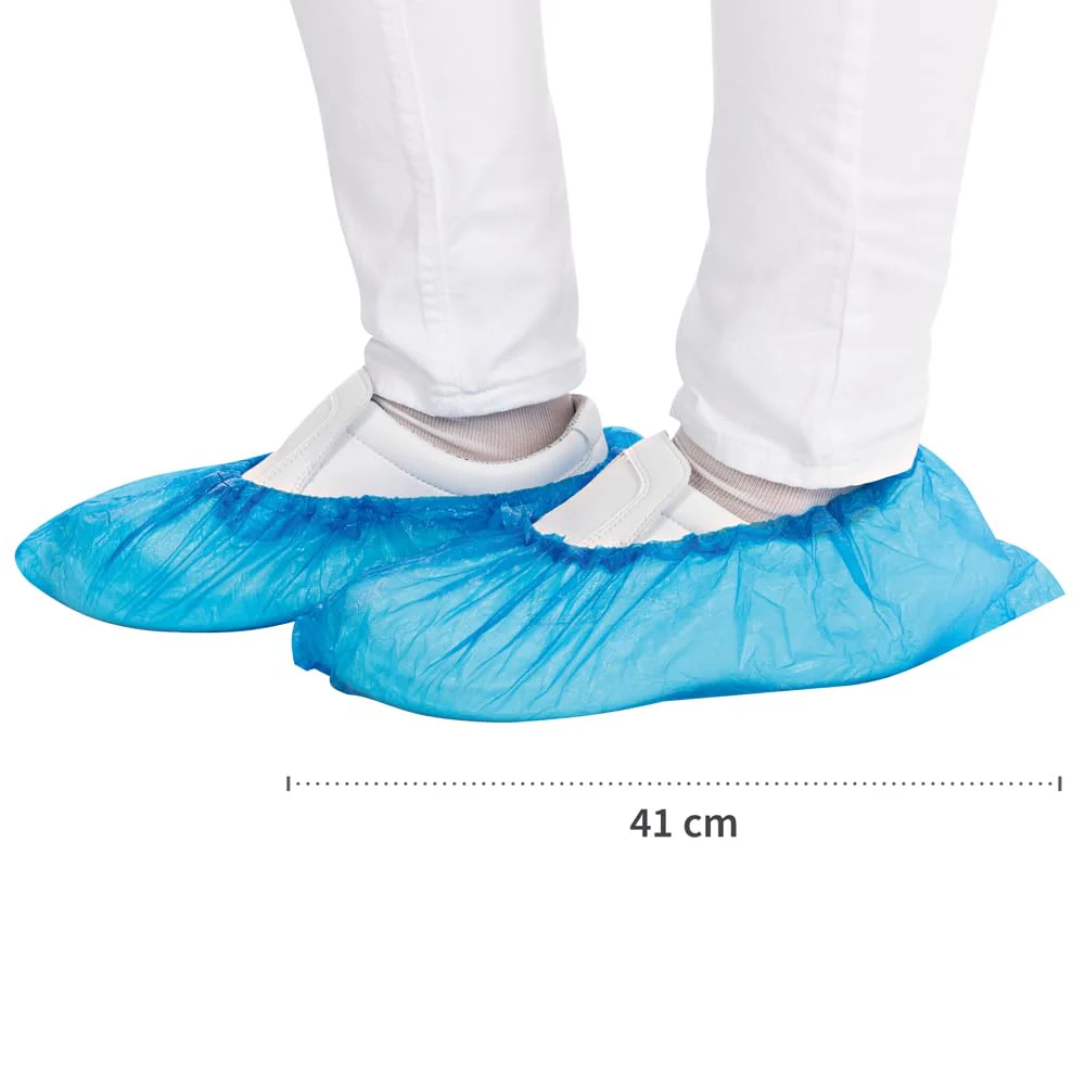 Hygostar 200 x Shoe Covers Disposable Blue CPE Overshoes Shoe Covers Waterproof Overshoes Heel Protection for Shoes Shoe Covers Tear-Resistant Overshoes Elastic Overshoes - Image 3