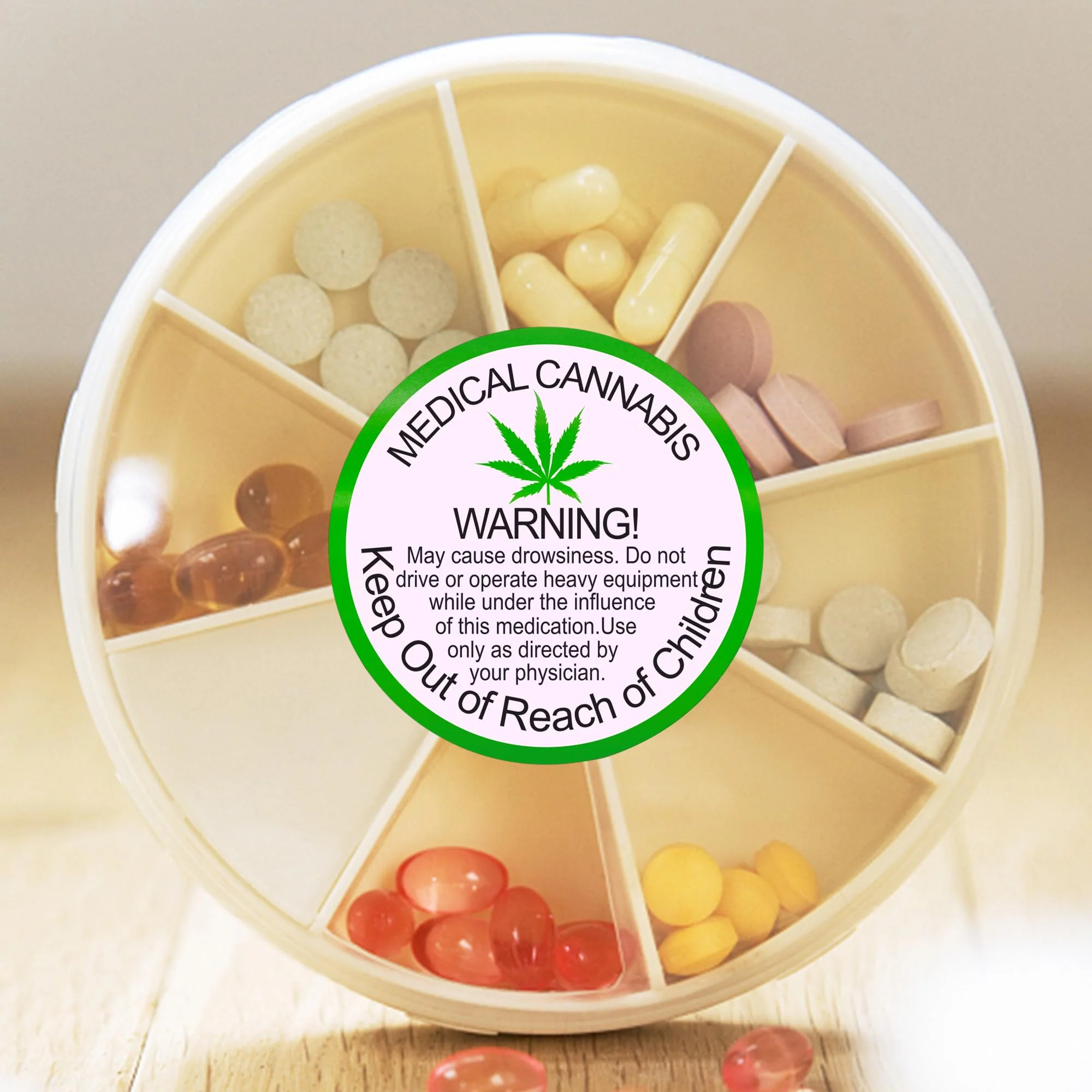 Hylabelest 38mm General Medical Cannabis Warning Labels Keep Out of Reach of Children Round Stickers - Image 5
