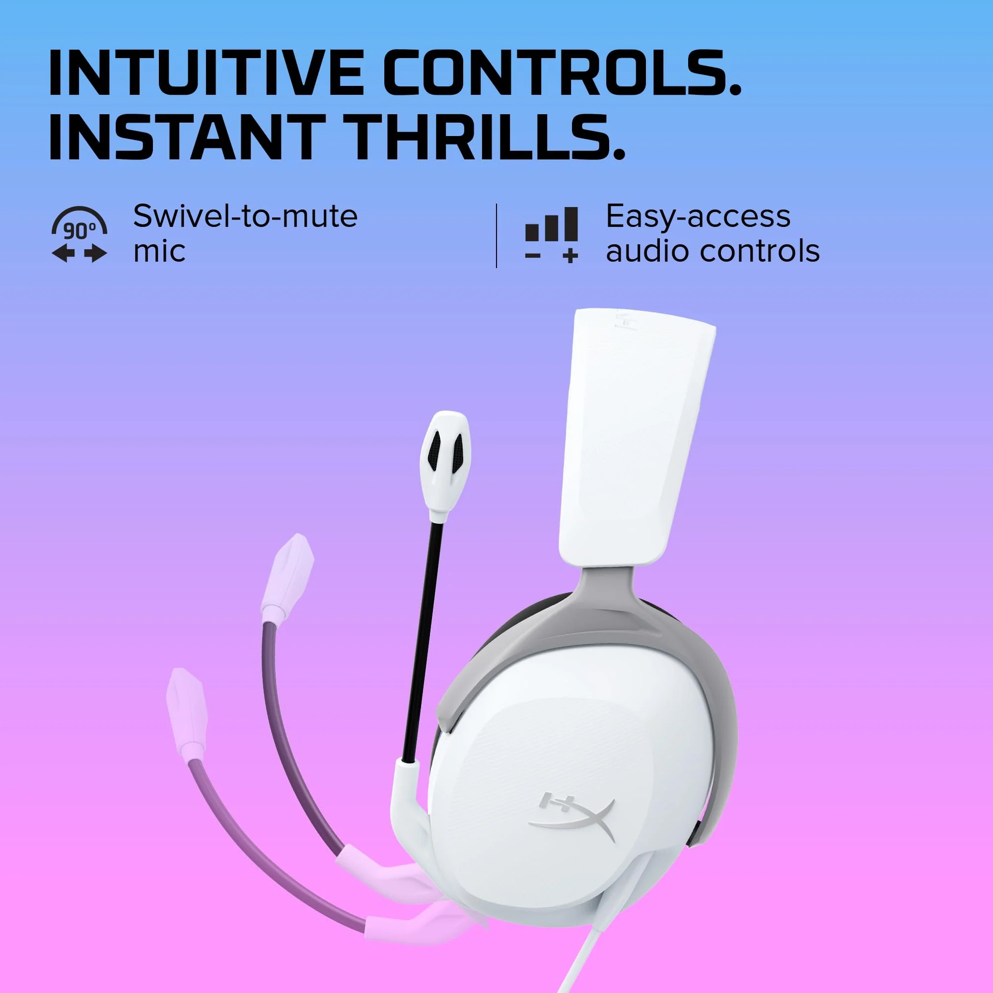 HyperX Cloud Stinger 2 Core - Gaming Headset for Playstation, Lightweight Over-Ear Headset with mic, Swivel-to-Mute Function, 40mm Drivers - White Wired - Image 4