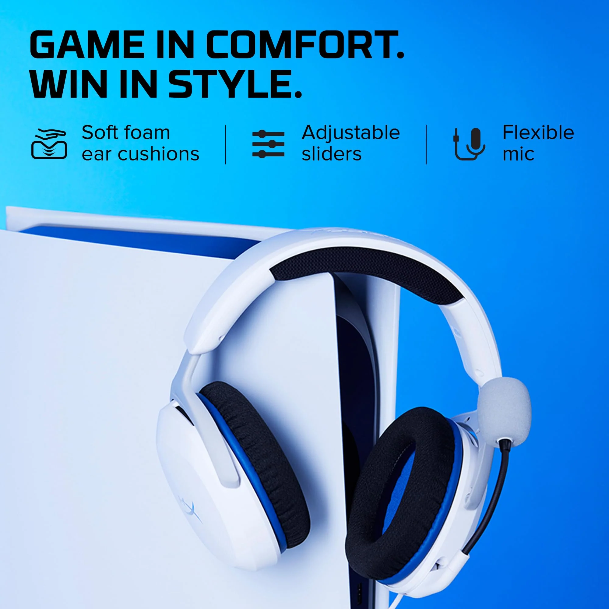 HyperX Cloud Stinger 2 Core - Gaming Headset for Playstation, Lightweight Over-Ear Headset with mic, Swivel-to-Mute Function, 40mm Drivers - White Wired - Image 5