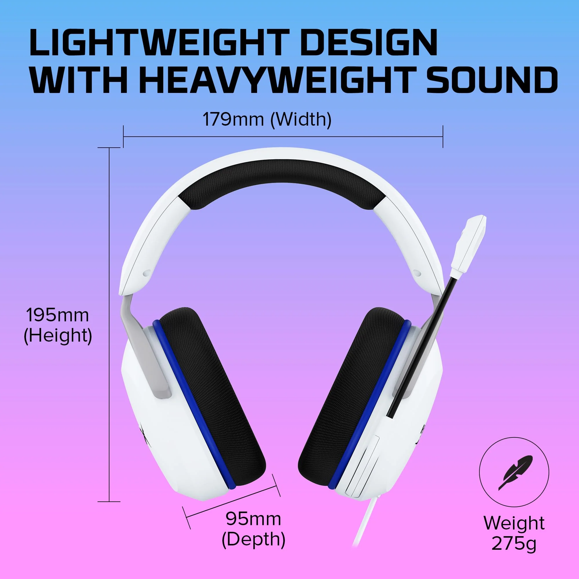HyperX Cloud Stinger 2 Core - Gaming Headset for Playstation, Lightweight Over-Ear Headset with mic, Swivel-to-Mute Function, 40mm Drivers - White Wired - Image 7