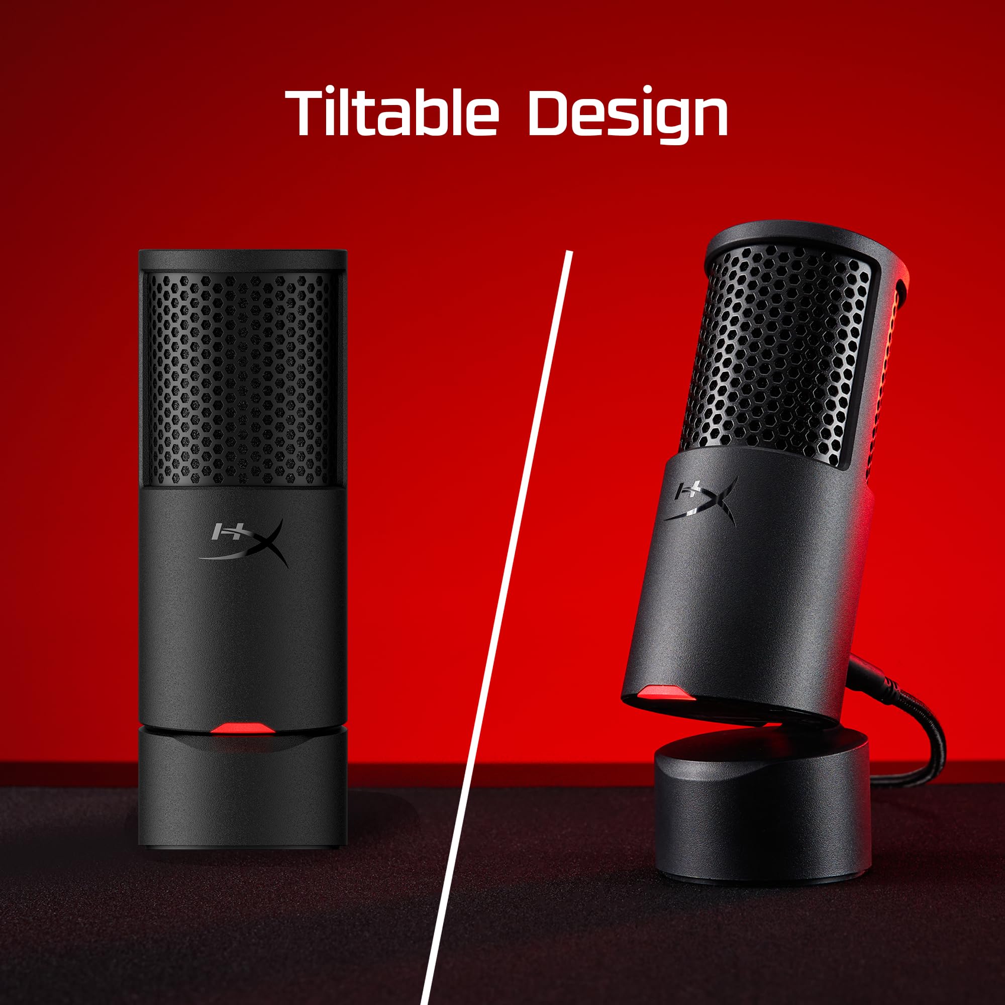 HyperX SoloCast 2 – Gaming USB Condenser Mic for PC, USB-C to USB-A, Built-in Pop Filter, Internal Shock Mount, Plug and Play, 24-bit / 96kHz, Compact Tiltable Stand – Black - Image 4