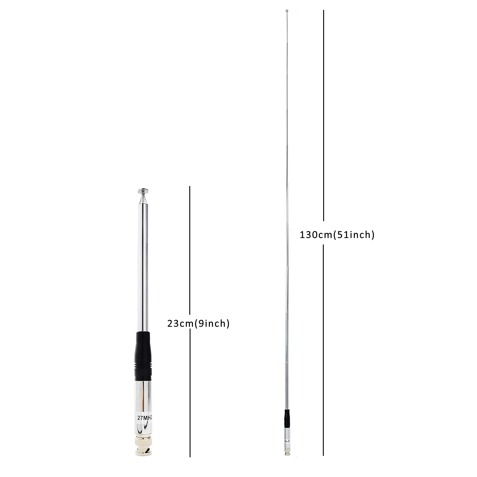 HYS 27Mhz Antenna 9-Inch to 51-inch Telescopic/Rod HT Antennas for CB Handheld/Portable Radio with BNC Connector Compatible with Cobra Midland Uniden Anytone CB Radio(27Mhz) - Image 5