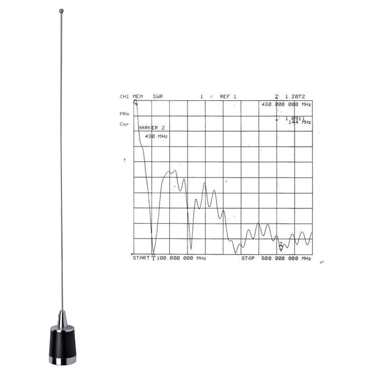 HYS Amateur Antennas Dual-Band NMO 20 Inch Antenna VHF 144/UHF 430MHz NMO L Shape Mount Mobile Antenna Bracket W/13 ft RG58 Coax Cable NMO to UHF-male/PL259 for Motorola Kenwood Midland Mobile Radios - Image 2