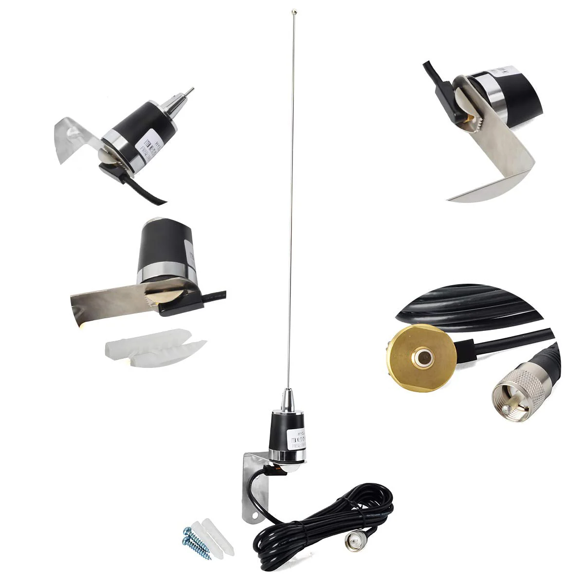 HYS Amateur Antennas Dual-Band NMO 20 Inch Antenna VHF 144/UHF 430MHz NMO L Shape Mount Mobile Antenna Bracket W/13 ft RG58 Coax Cable NMO to UHF-male/PL259 for Motorola Kenwood Midland Mobile Radios - Image 6