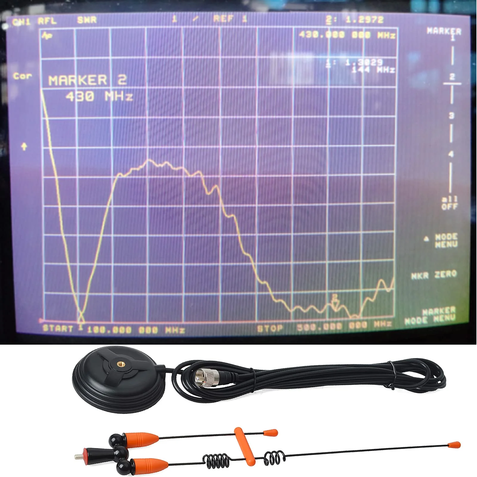 HYS Amateur Antennas Dual-Band VHF 144/UHF 430MHz Magnetic Base Mobile Antenna W/13 ft RG58 Coax Cable UHF-male/PL259 for Motorola Kenwood Midland SO239 Mobile Radios (Orange&Black) Orange&Black - Image 2