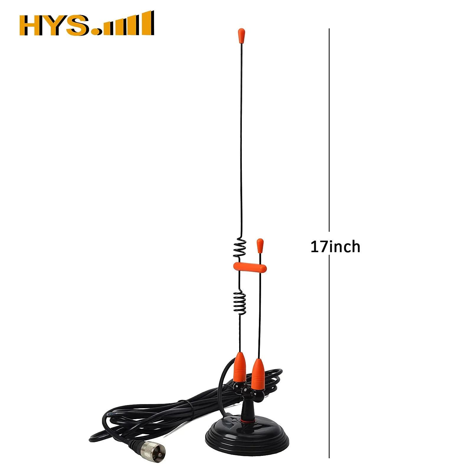 HYS Amateur Antennas Dual-Band VHF 144/UHF 430MHz Magnetic Base Mobile Antenna W/13 ft RG58 Coax Cable UHF-male/PL259 for Motorola Kenwood Midland SO239 Mobile Radios (Orange&Black) Orange&Black - Image 3
