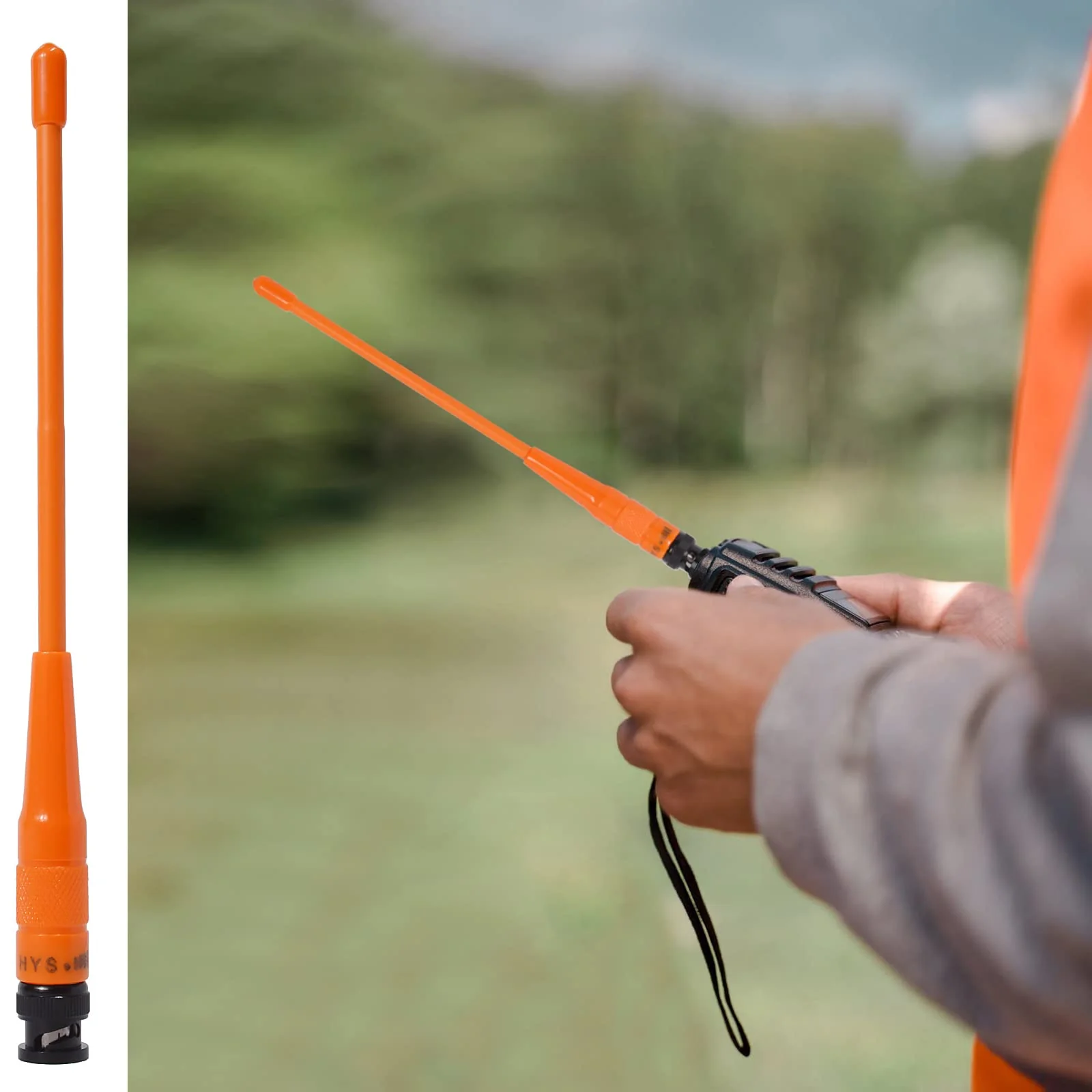 HYS BNC HT Antenna, 144/440 MHz Dual-Band High Gain Handheld Antenna for ICOM IC-V9 Motorola HT440 CP500 Uniden Bearcat Whistler VHF/UHF Ham Radio (Pack of 2) Orange 2pcs - Image 6