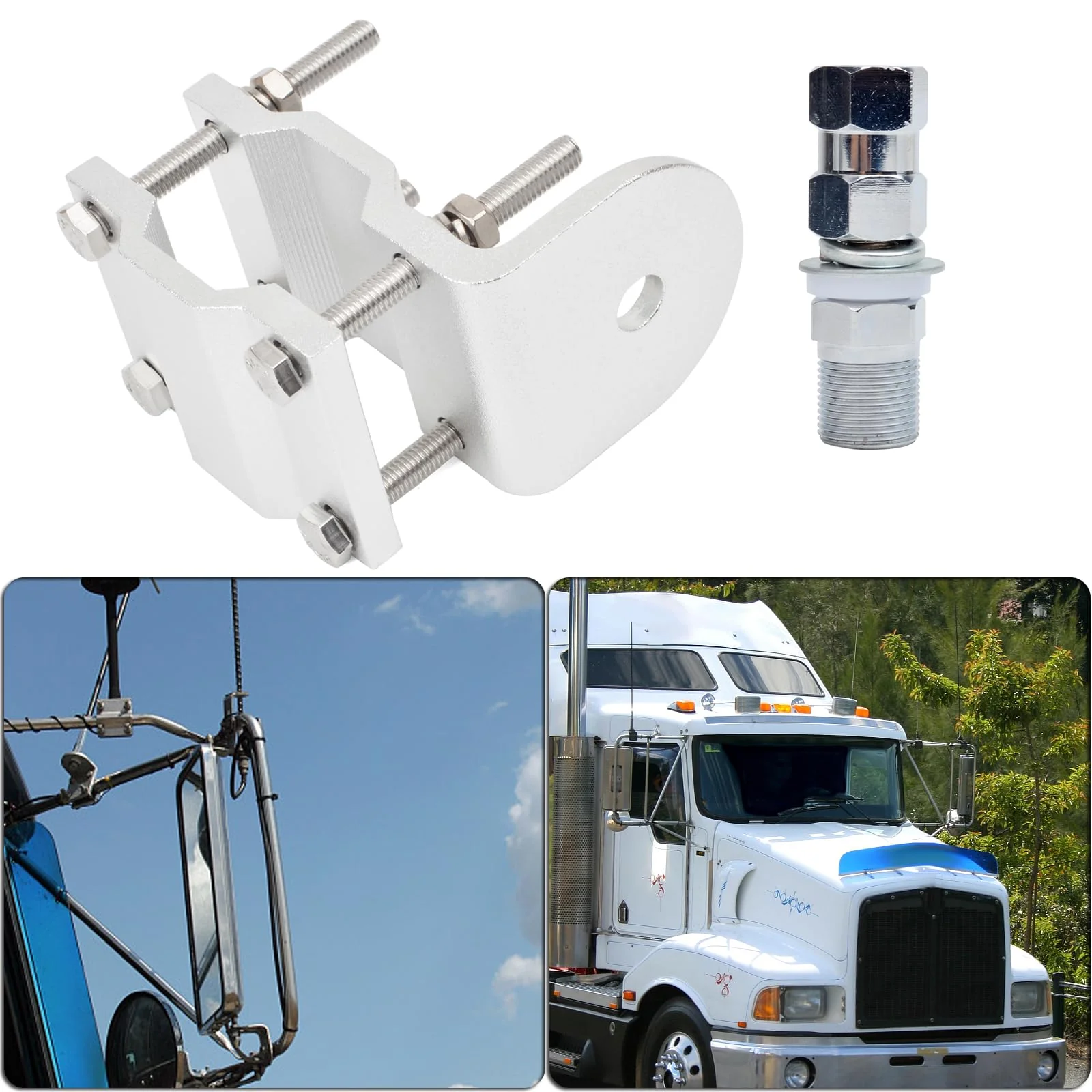 HYS Heavy Duty Groove CB Radio Antenna Mount W/ SO239 Stud, Double Aluminum Single Groove Roll Bar/Mirror Mounting Bracket - Image 5