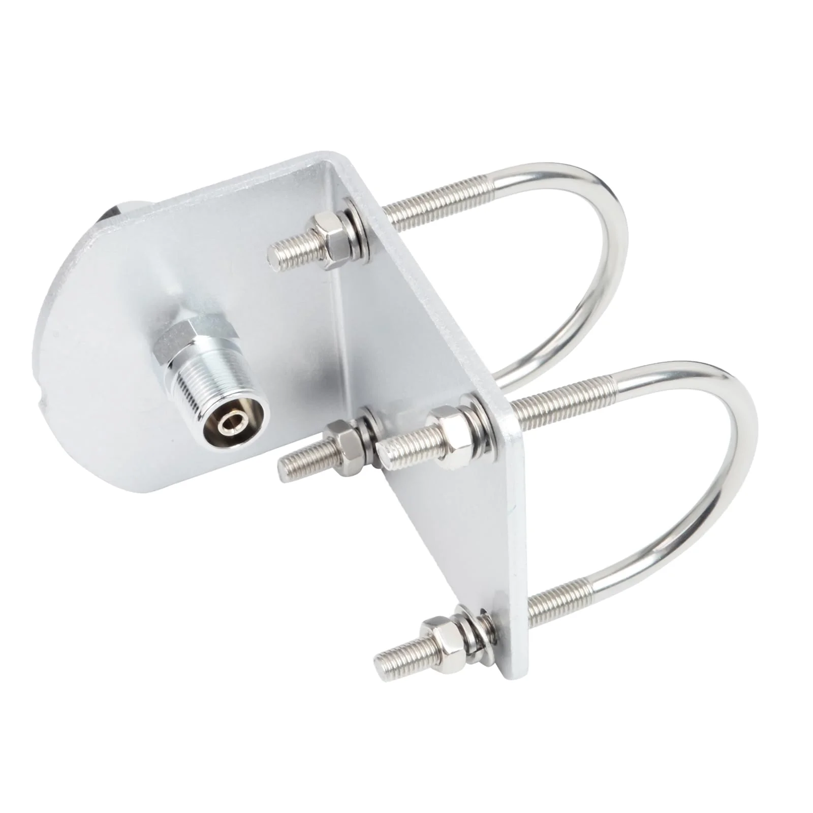 HYS SO-239 UHF Female Stud Mount - 3/8-24 UNF Stainless Steel L Bracket & U Bolt - Ham CB Antenna Hardware for Vehicles/Base Stations - Image 2